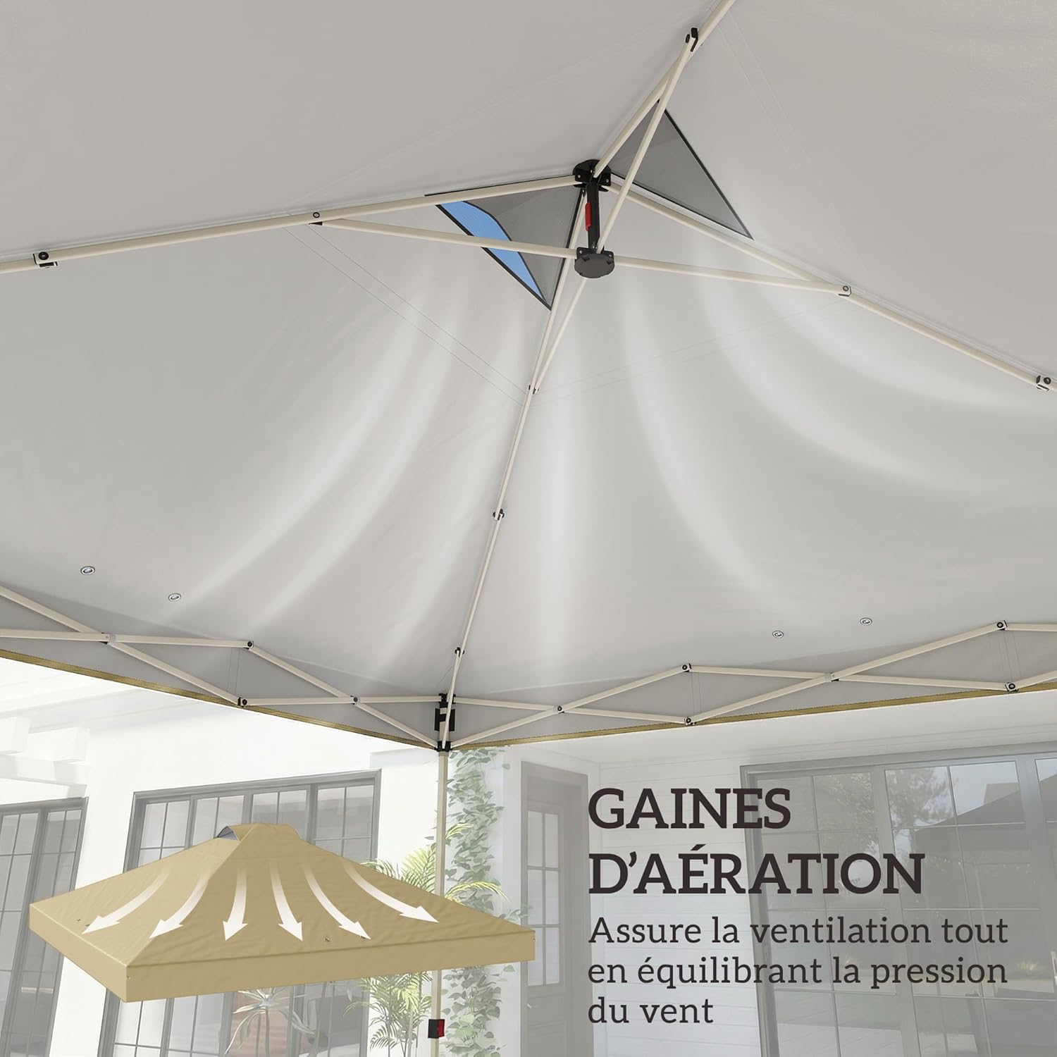 Thumbnail 4 de Outsunny Toile de Rechange pour Tonnelle 3 x 3 m – crème, UV50+, avec double ventilation et drainage