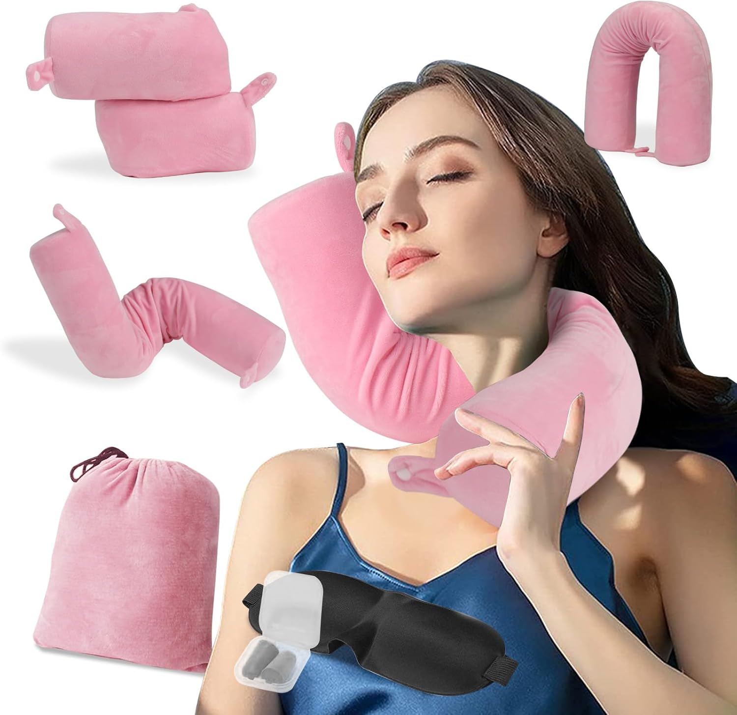 Detalle de Travel neck pillow for flights, 3-piece set