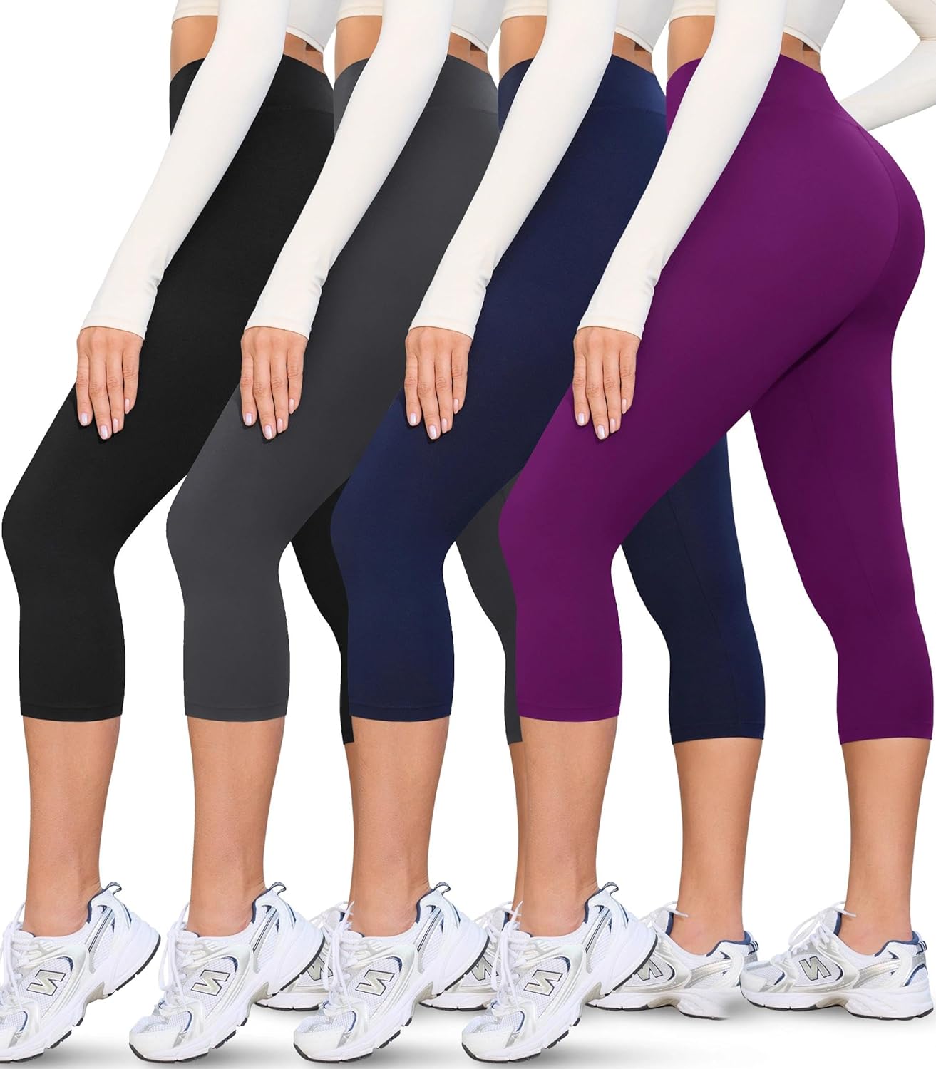 Thumbnail 6 de VALANDY Creamlush 4-Pack Capri Leggings for Women (High-Waisted Stretchy Yoga & Lounge Pants, S–3XL)