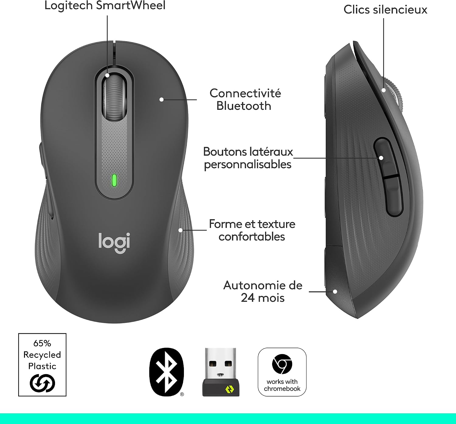Thumbnail 6 de Logitech Signature M650 L – Souris sans fil Grande Taille, mains larges, Bluetooth et multi‑device