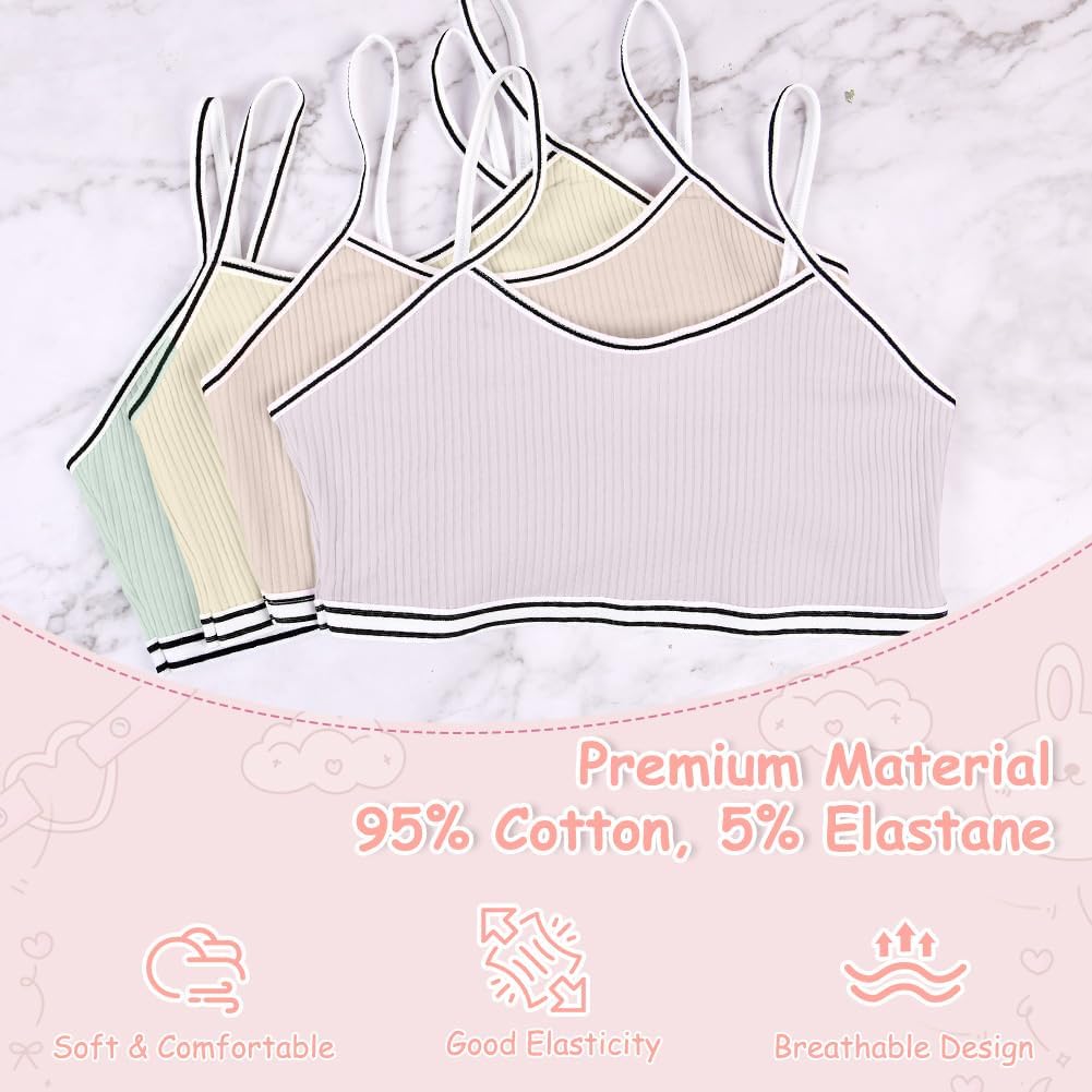 Thumbnail 2 de Flintronic 4 Pezzi Reggiseno Sportivo per Bambine in Cotone – Comfort, Assorbimento e Libertà di Movimento