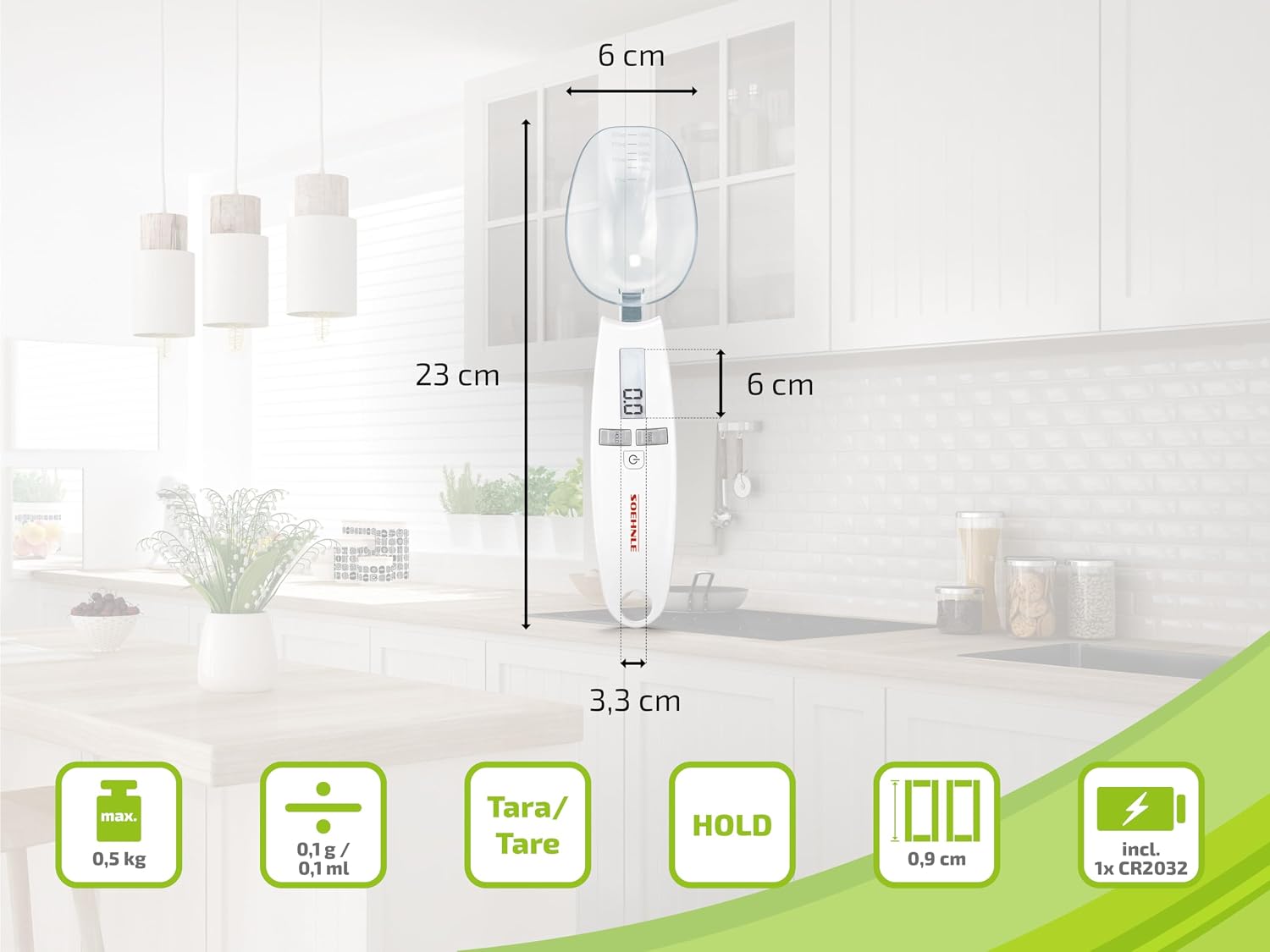 Detalle 1 de Soehnle Cooking Star Digital Measuring Spoon, 0.1 g Graduation, 500 g Capacity