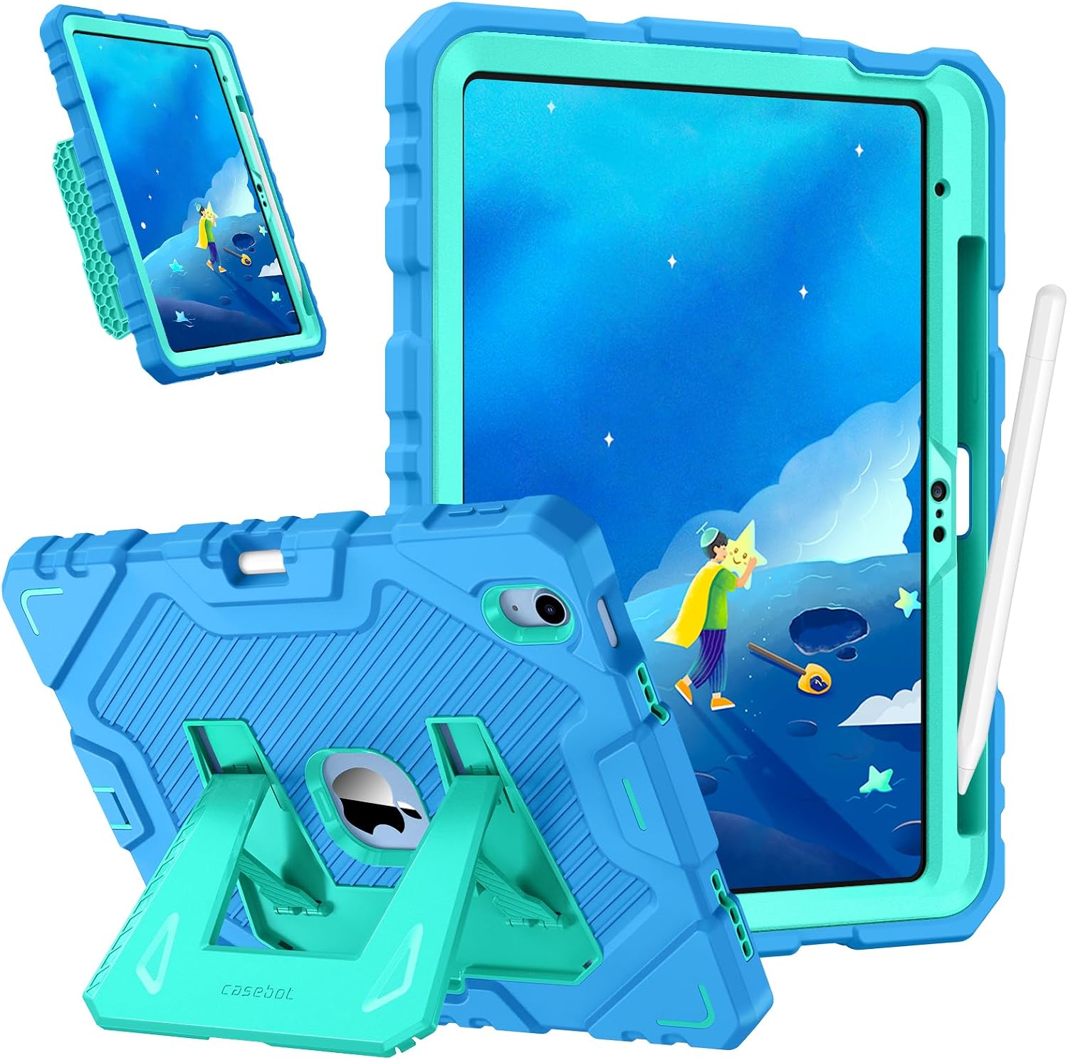 Detalle de FINTIE Kids Case for iPad (A16) 11th Gen 11-Inch / iPad 10th Gen 10.9-Inch Rugged Case with Built-In Stand (Blue)