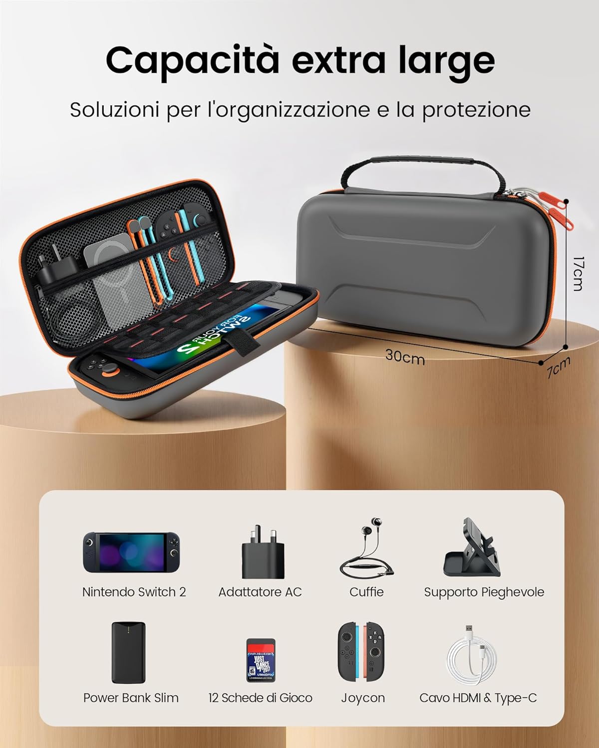 Detalle 2 de Custodia compatibile Nintendo Switch 2 rigida da viaggio, 12 slot per giochi