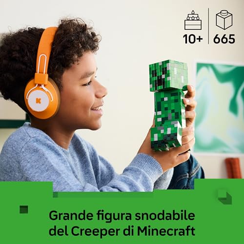 Detalle 2 de LEGO Minecraft Creeper: Action Figure snodabile con scomparto segreto e TNT (21276)