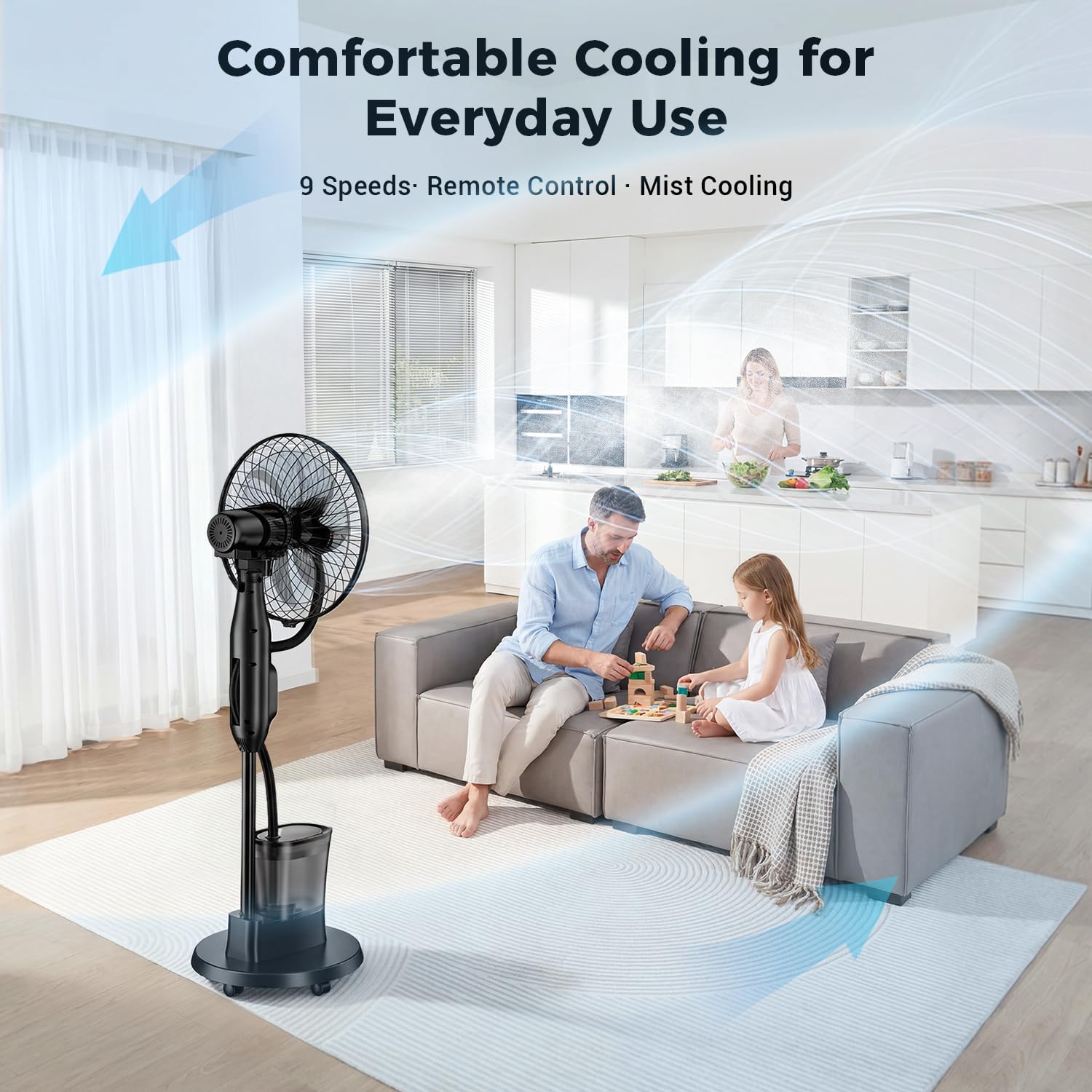 Detalle de NebulaFlow Pedestal Fan with Mist Spray