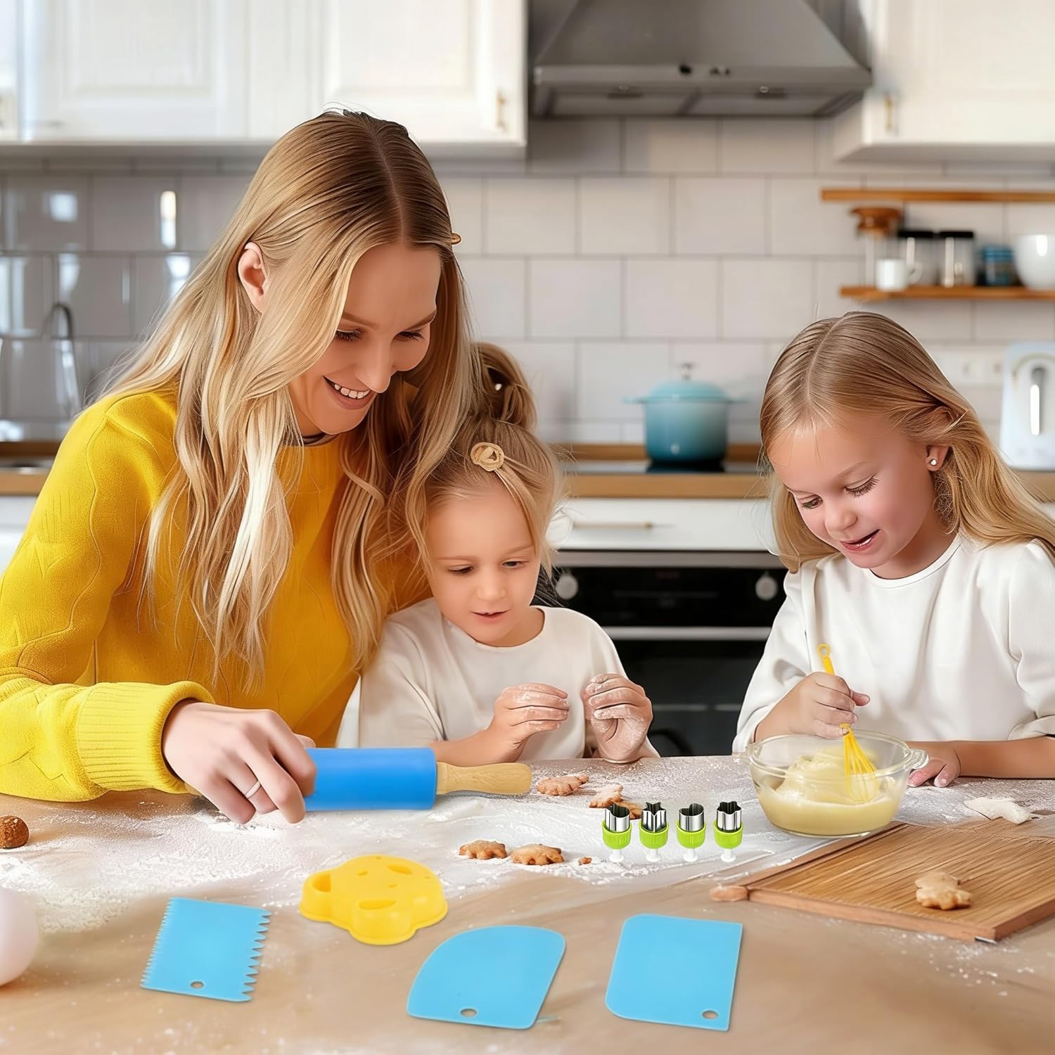 Detalle de Ciphuoly Kit Cuisine Enfant – 32 pièces: ustensiles sûrs pour cuisiner avec les petits (2 ans +)