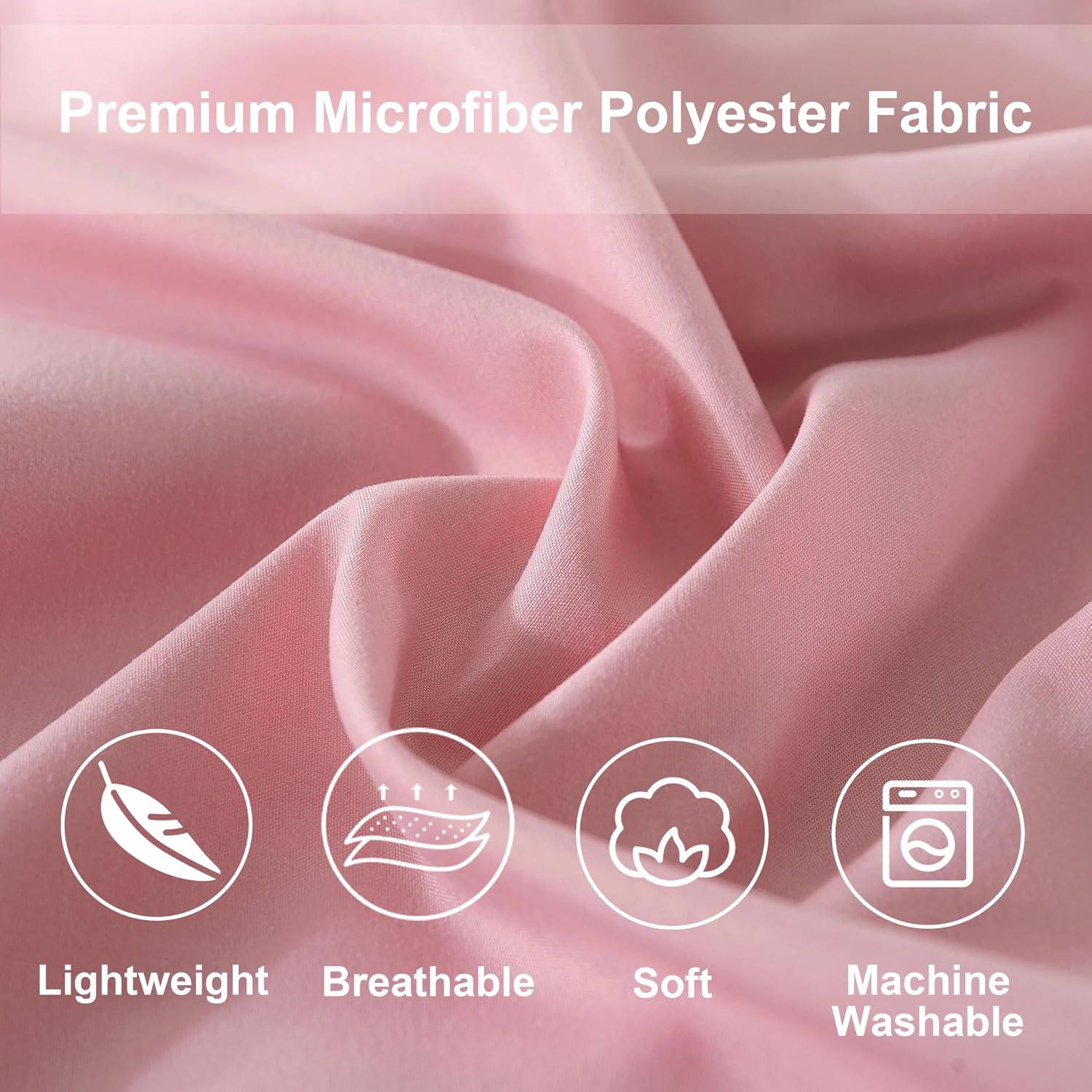 Detalle 1 de DOWNCOOL 1 Queen Comforter Set, 7-Piece Pink Microfiber Bedding
