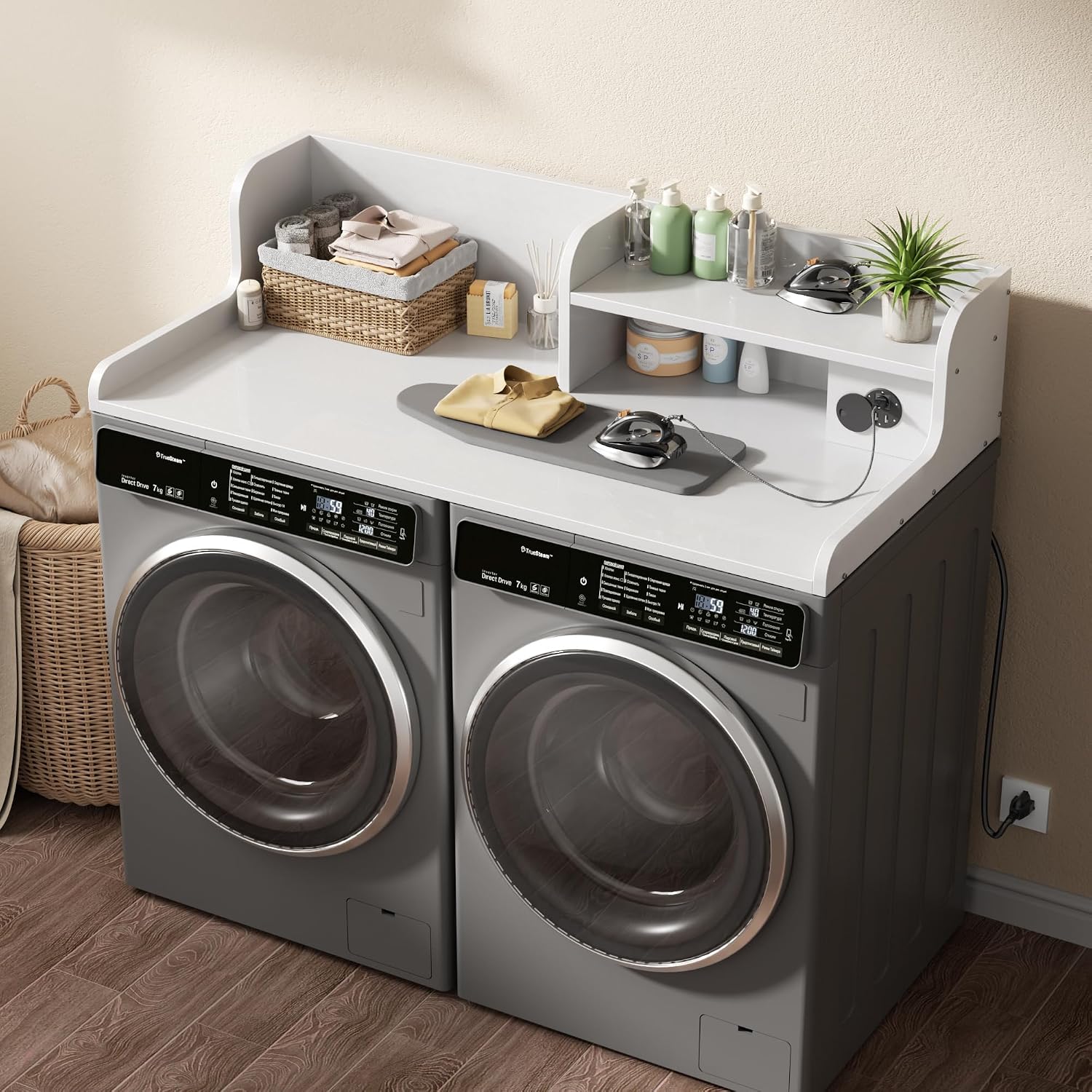 Thumbnail 1 de DTK wt Washer Dryer Countertop, 2-Tier Shelf and Charging Station, White