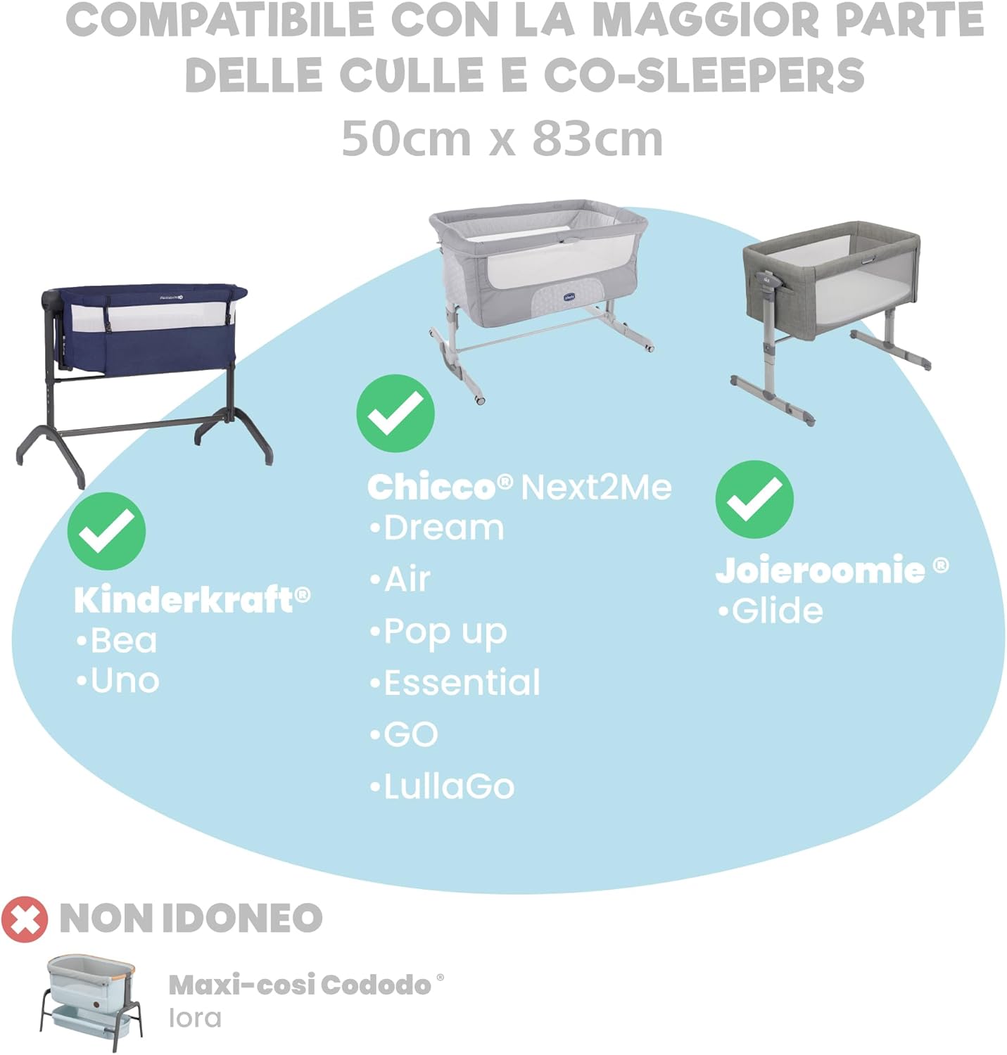 Thumbnail 4 de Next To Me 3‑in‑1 lenzuola culla 50 x 83 cm set 2 + coprimaterasso impermeabile