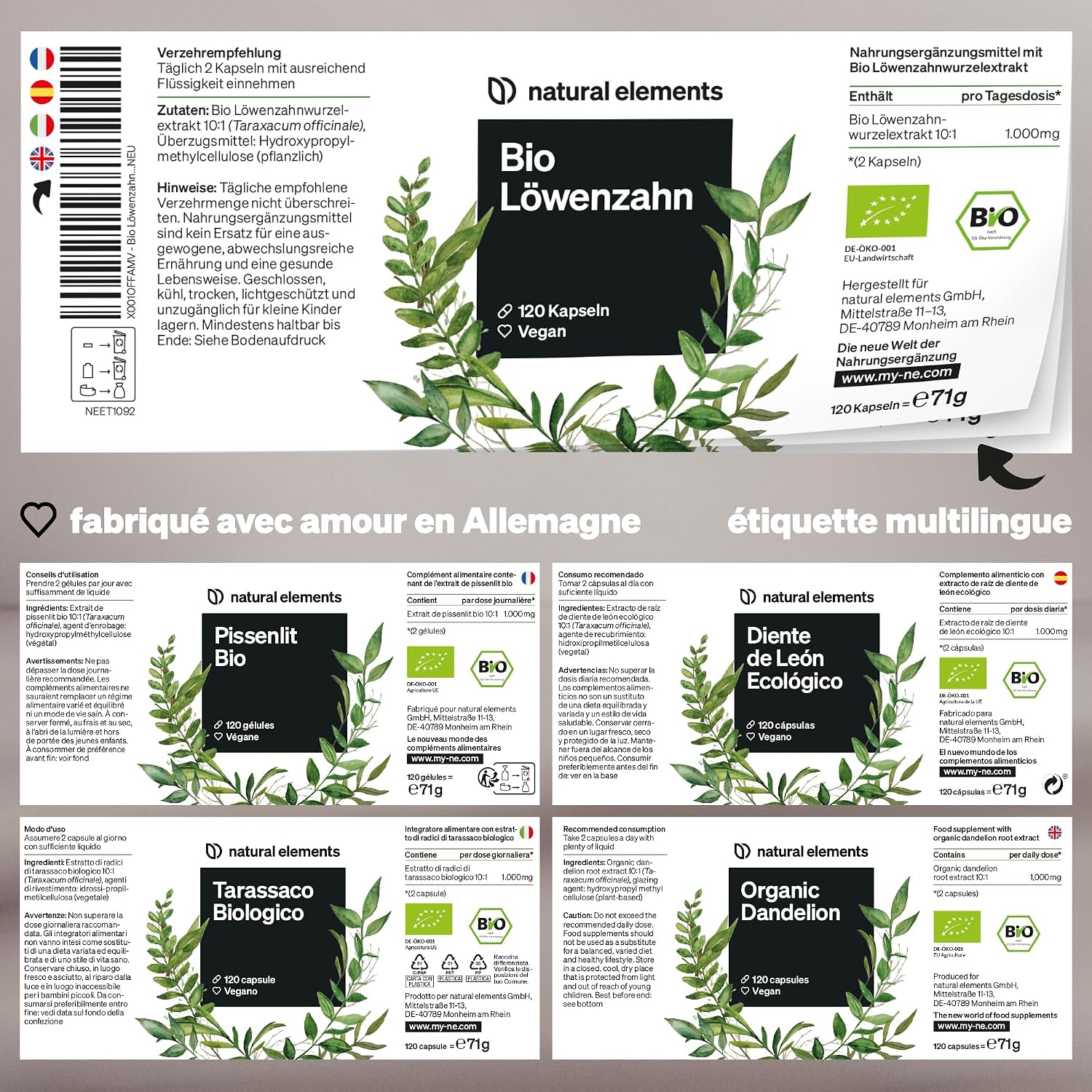 Thumbnail 4 de Pissenlit Bio – 120 gélules d’extrait de racine (10 : 1) – végane