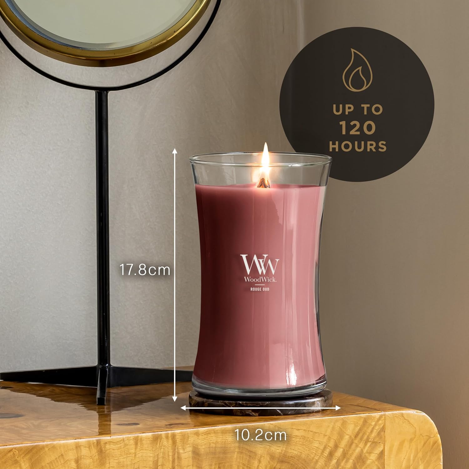 Detalle de Bougie parfumée WoodWick Rouge Oud 130 h