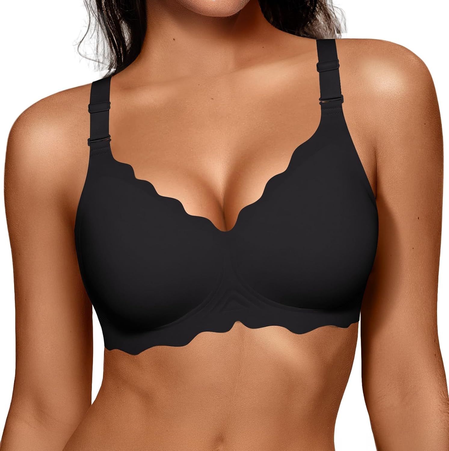 Detalle de OEAK Women Jelly Bras No Underwire Scalloped Push Up Buttery Soft T-shirt Bra