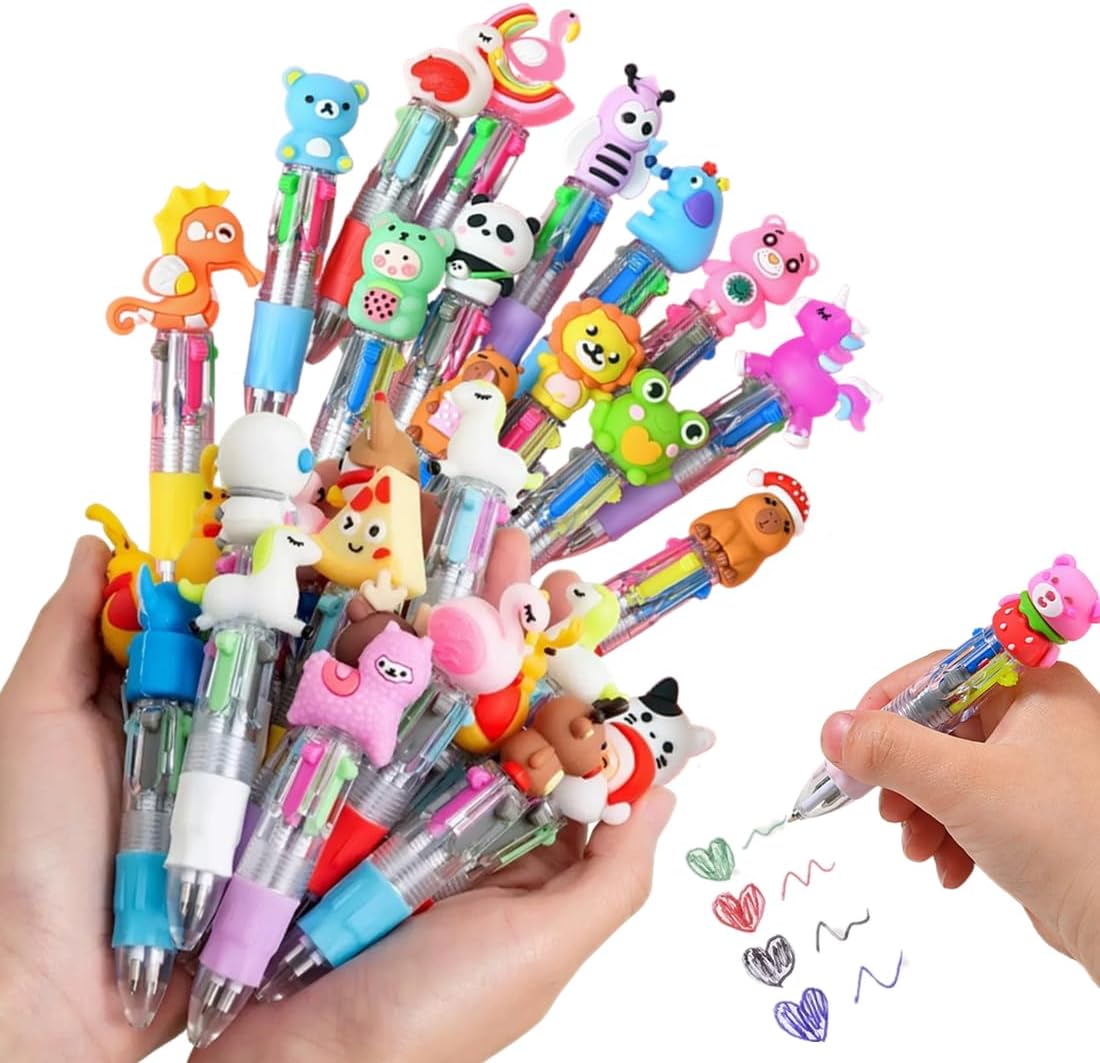 Thumbnail 6 de 4-in-1 Kawaii Multicolour Pens for Kids – 60 Pack Bulk Mini Ballpoint Pens with Animal Designs