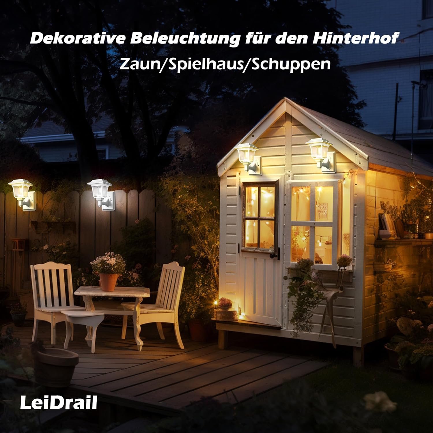 Thumbnail 6 de LeiDrail Solar Fence Lights (4 Pack): Outdoor Wall Lights with 360° Glow and Edison‑Style Modes