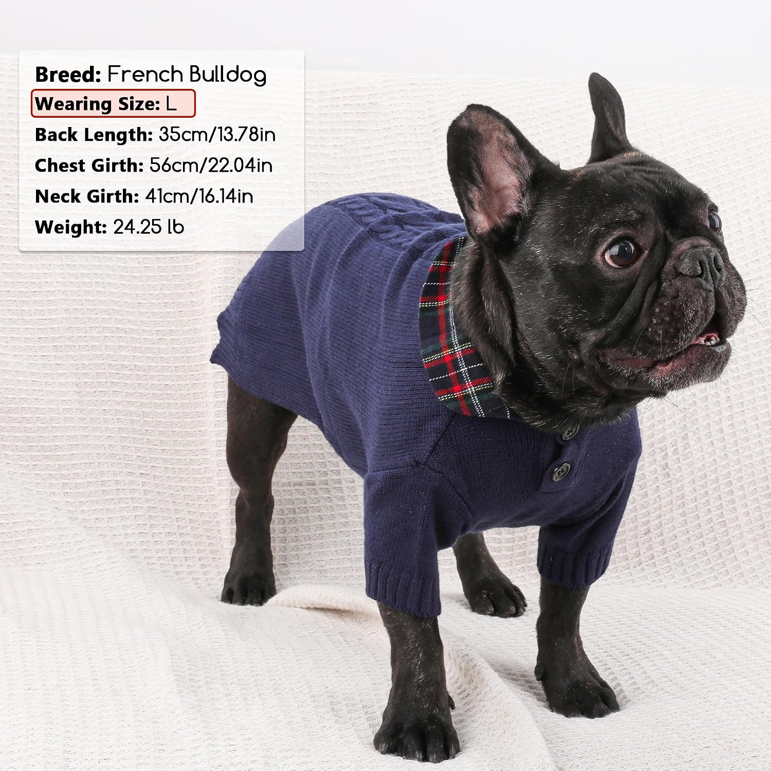 Detalle de BAOBICUTE Soft Polo Pullover Dog Sweater for Small and Medium Dogs