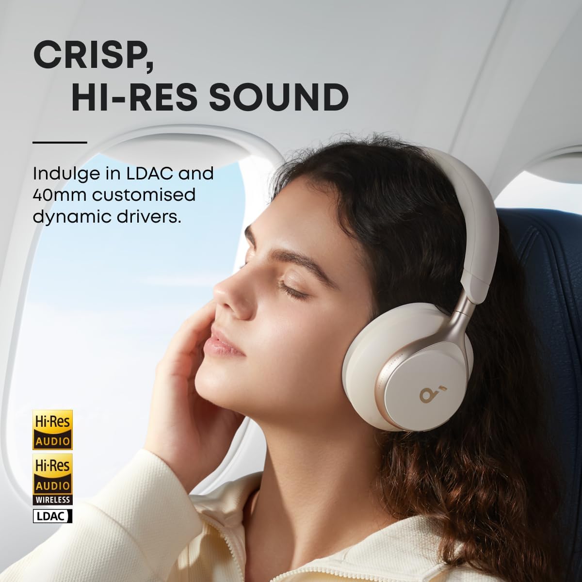 Detalle de soundcore by Anker Space One Adaptive Active Noise Cancelling Headphones (Bluetooth 5.3, LDAC, 40H ANC)