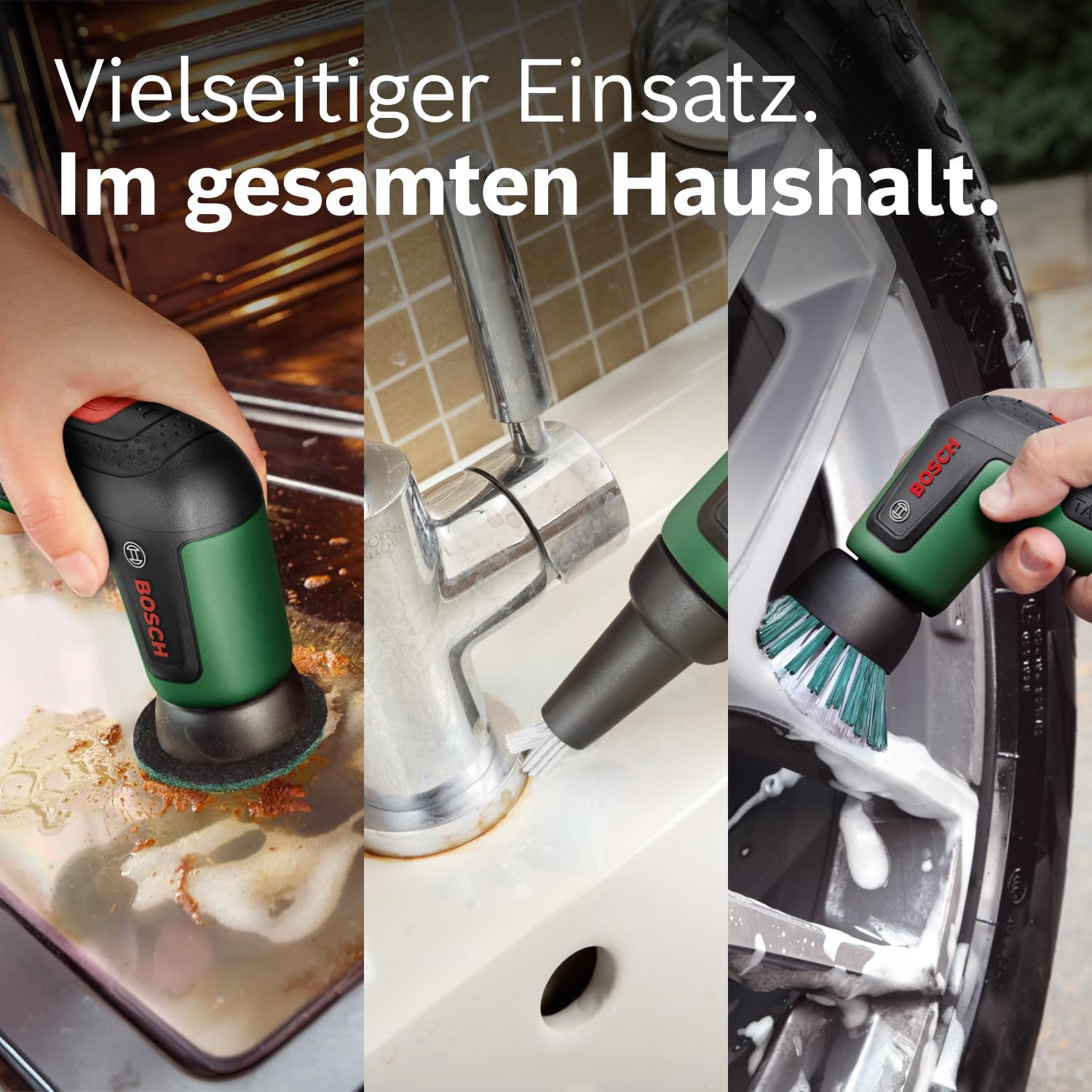 Detalle de Bosch TAYDO Akku-Reinigungsbürste – Vielseitige Reinigungslösung für Bad, Küche & Haushalt