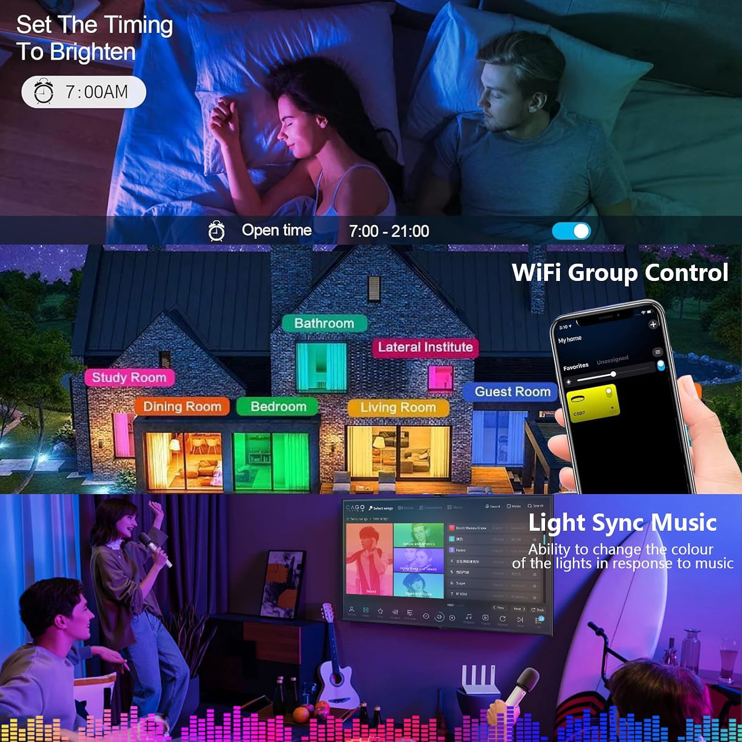 Detalle 1 de Taipow 30W Smart LED Ceiling Light with Remote, RGB Colour and Dimming