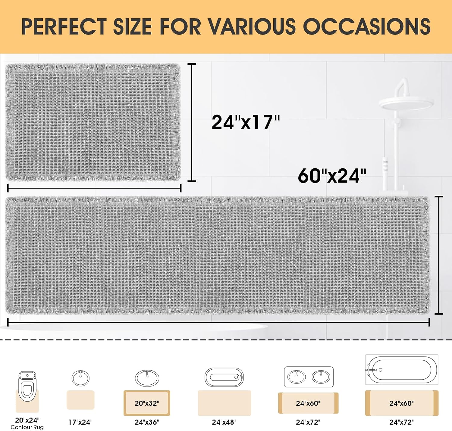 Detalle 2 de IM HOME Waffle Bath Mat Set 2-piece 24x36 inch bath rug