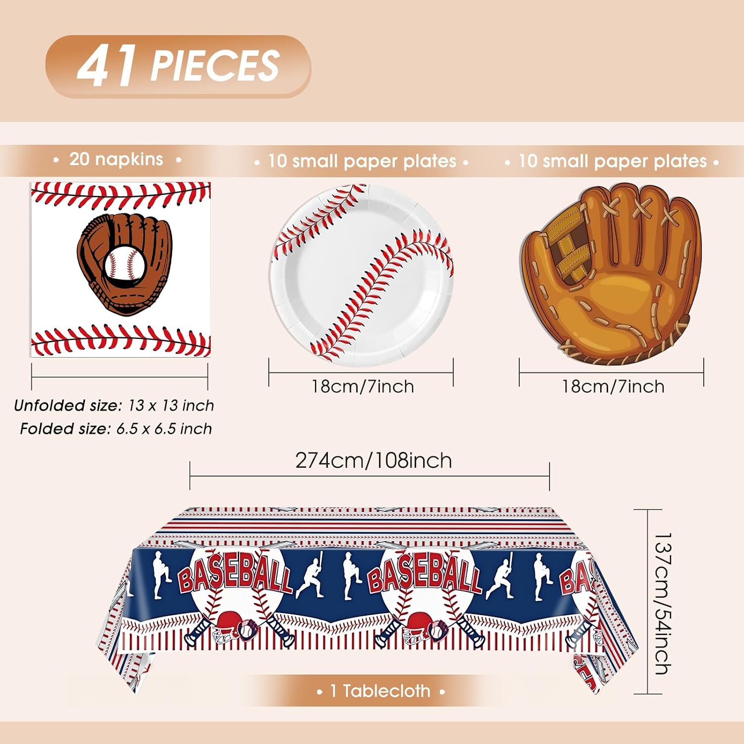Detalle de Baseball Party Decorations, 41-Piece Set