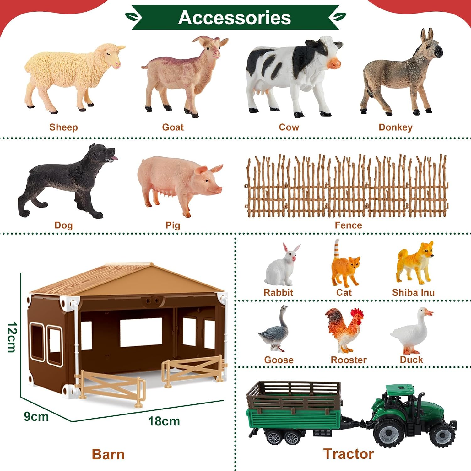 Thumbnail 4 de BUYGER Farm Animals Figures Set 16pcs
