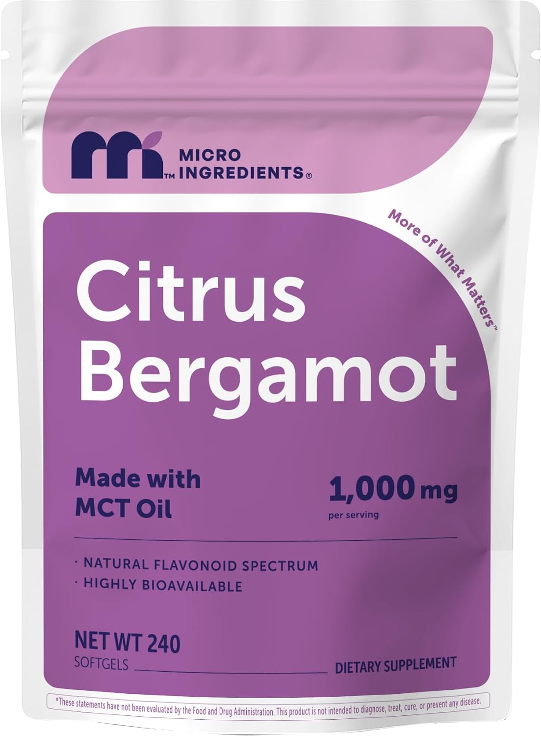 Detalle de Micro Ingredients Citrus Bergamot Supplement 240 Softgels