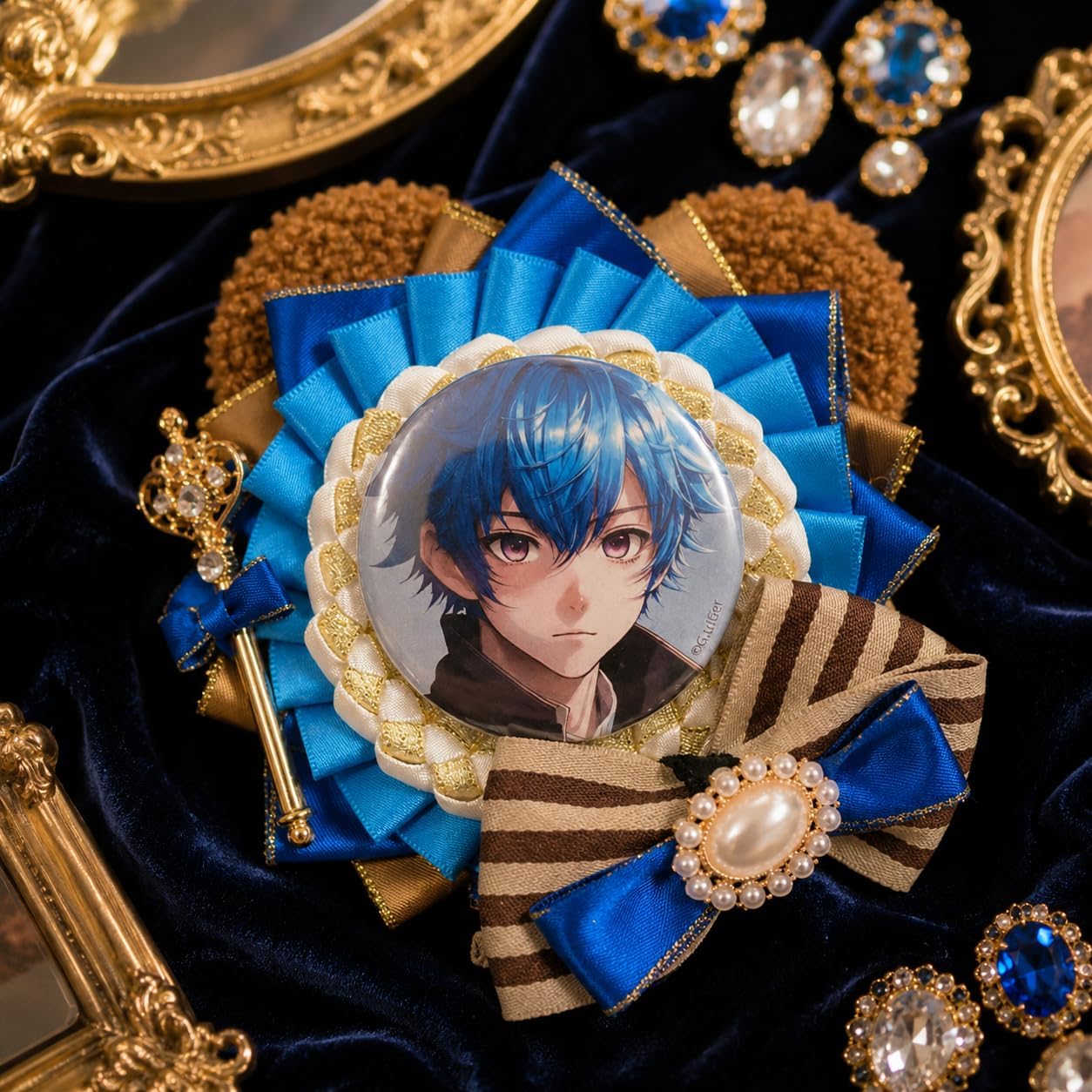 Detalle 2 de G.triGer TGRS-1019 缶バッジ用ロゼット くま耳・ブルー・マグネット式