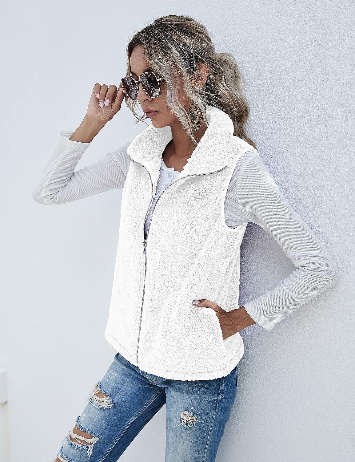 Thumbnail 2 de Rapbin Teddy Fleece Weste Damen Ärmellos