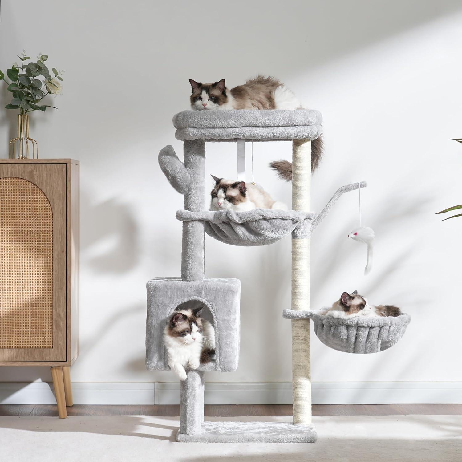 Thumbnail 3 de Heybly Cat Tree, 100 cm Tower Condo with Cat Scratching Post – Indoor Cat Playground