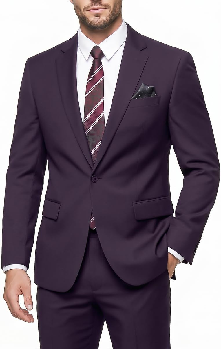 Detalle de WYWK Two-Piece Men's Suit, One-Button Slim Fit with Tie and Pocket Square
