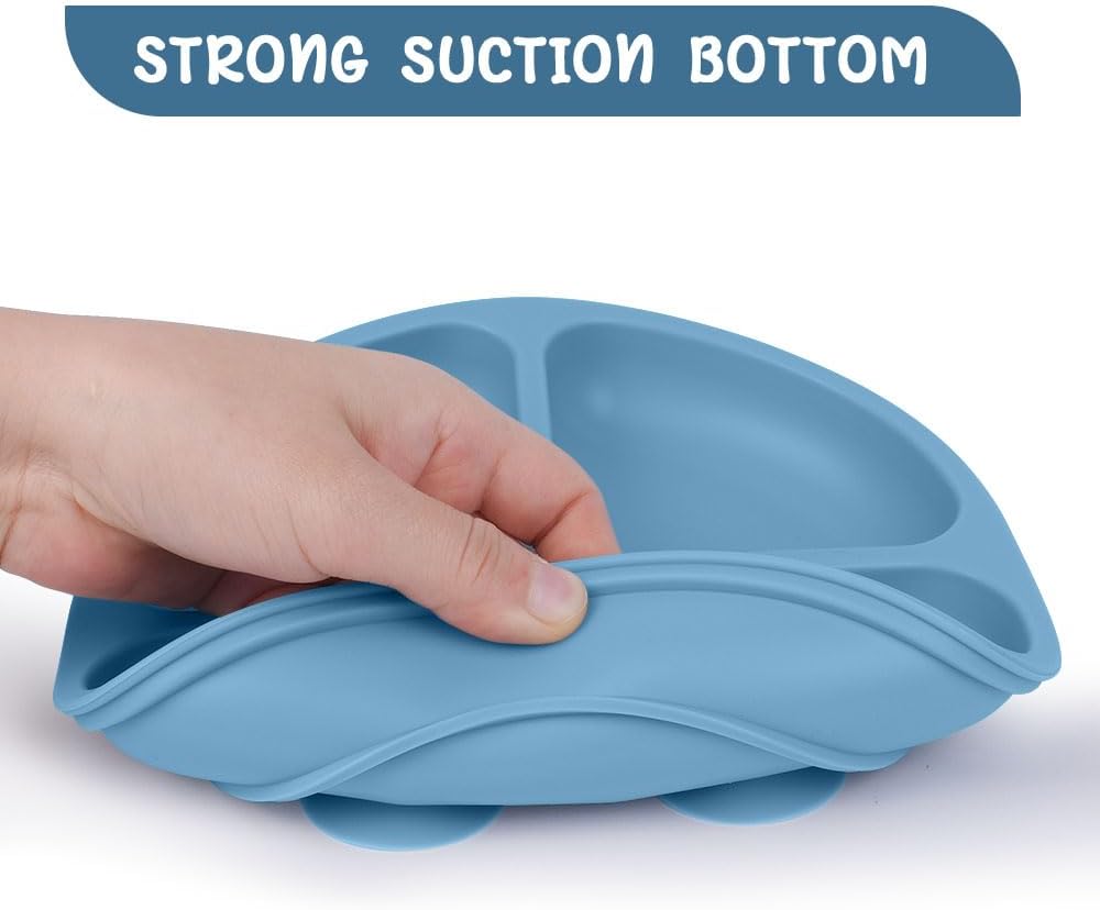 Thumbnail 2 de Vicloon Baby Suction Plate 3-Pack: Silicone Divided Dishes for Self-Feeding (Blue/Pink/Beige)