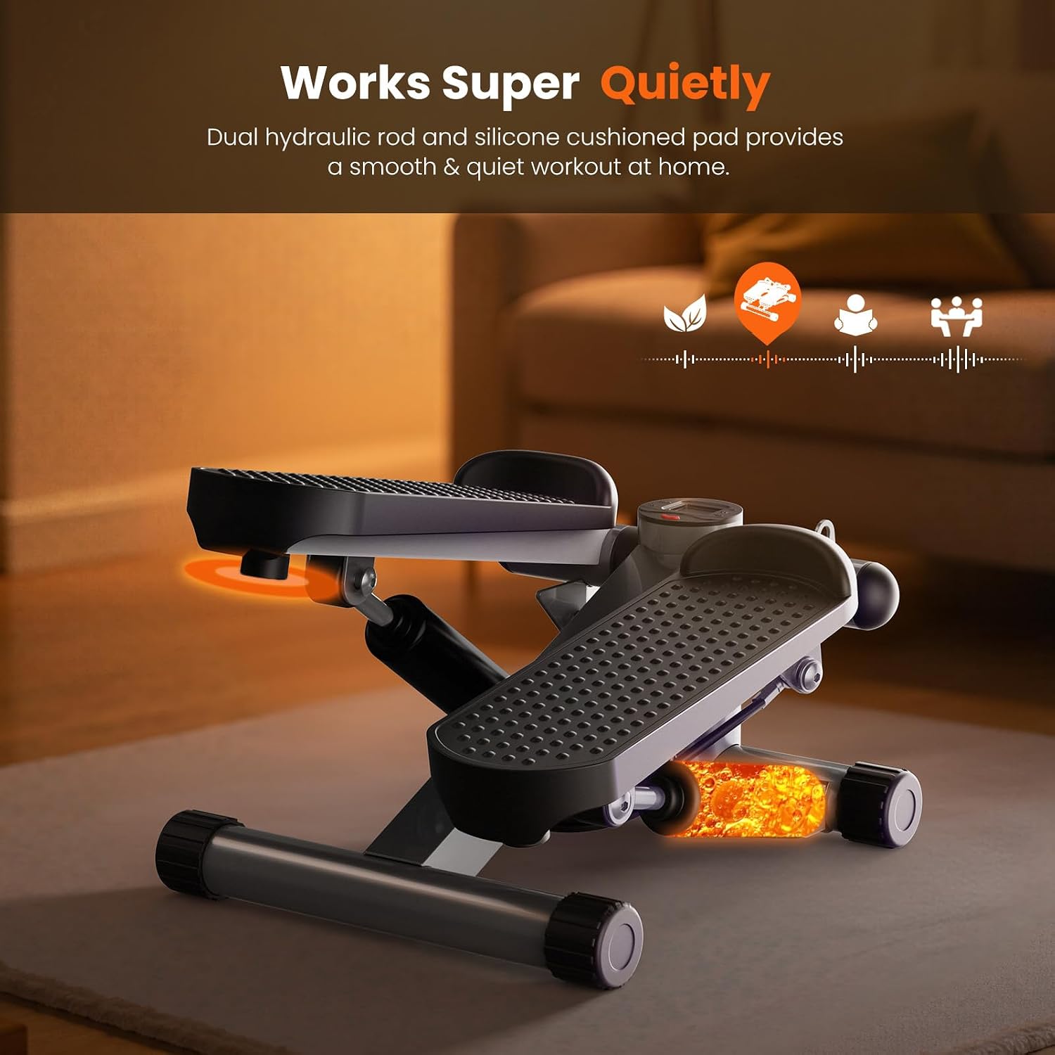 Detalle de Sweetcrispy CATBJ-J01-V2-SR Mini Twist Stepper with Resistance Bands, 117 kg Capacity