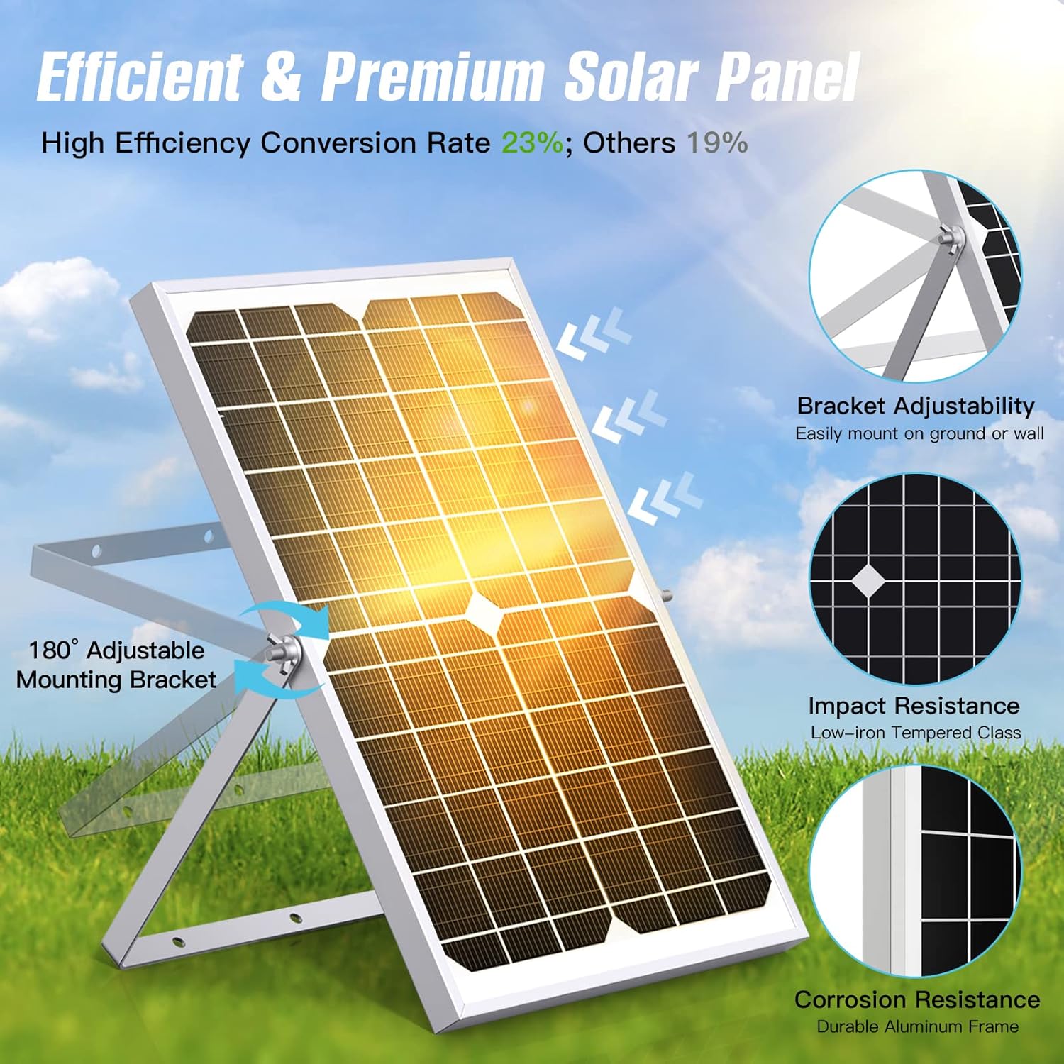 Thumbnail 2 de Solarteichpumpe 15W – Solarbrunnenpumpe mit 720 L/h, 4 Düsen, 5 m Kabel, Schutzsack
