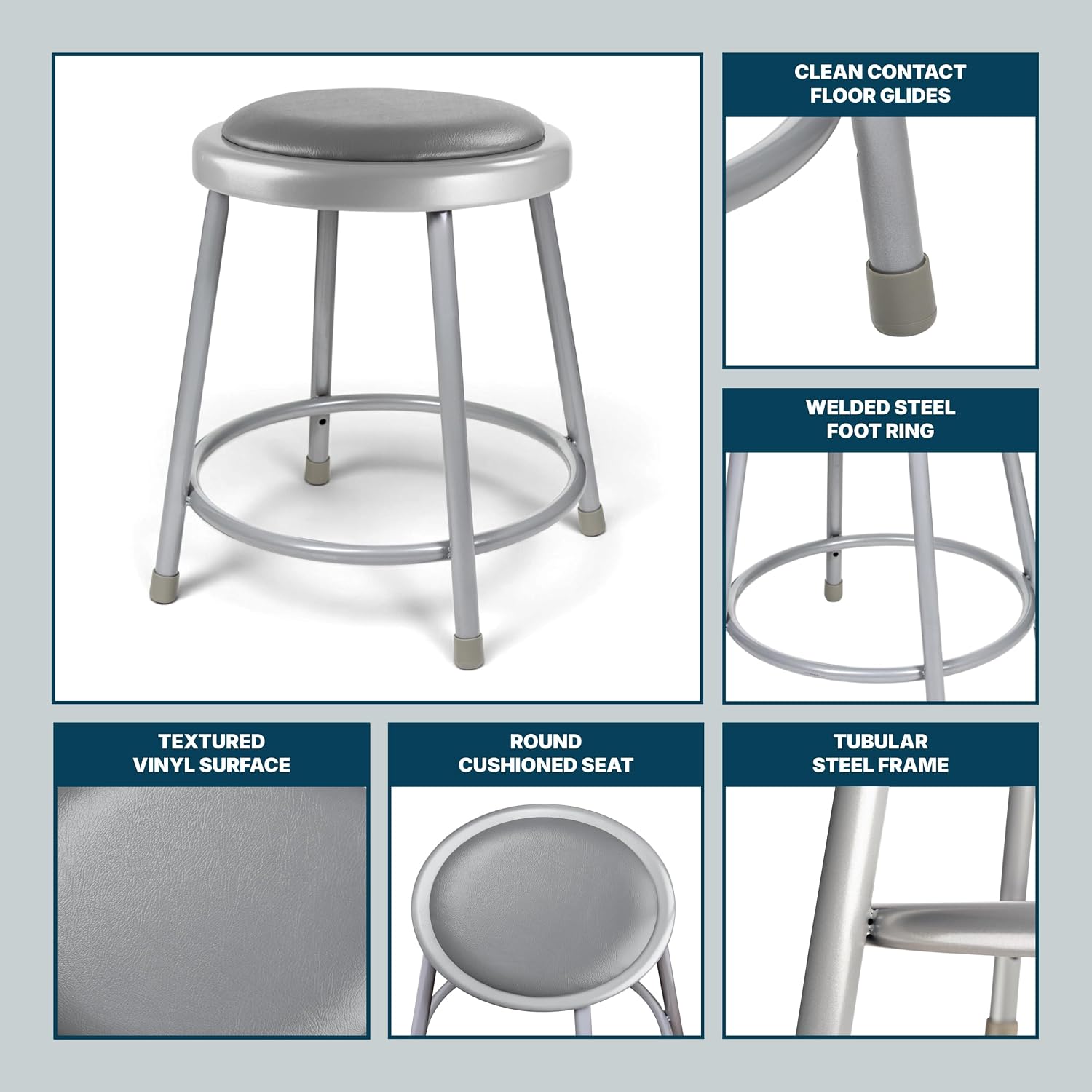 Detalle 2 de OEF Furnishings Padded Round Stool 18-inch