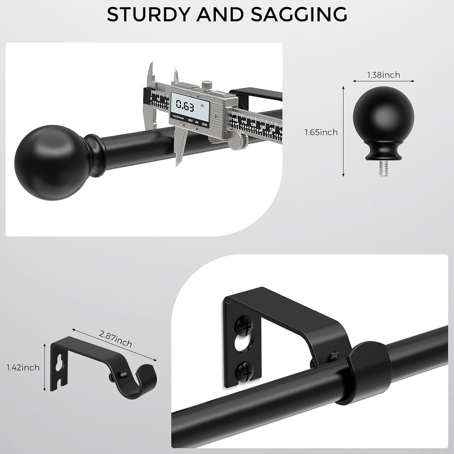 Detalle 2 de JRZOO d2c189e9-07b7-49dd-974d-e4a8b03cf249 Adjustable Curtain Rod, 18–45 Inches