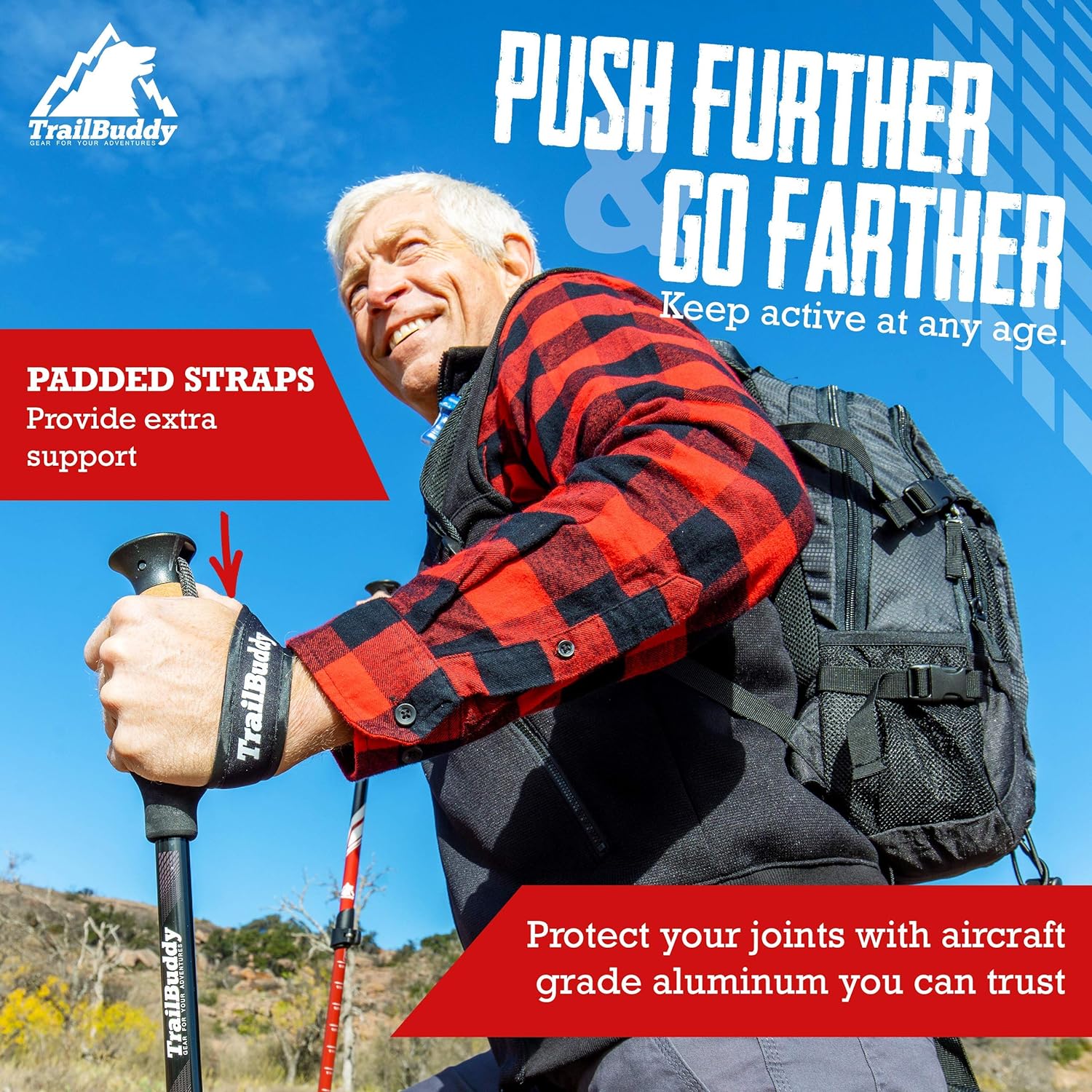 Thumbnail 5 de TrailBuddy Trekking Poles (7075 Aluminum) — Lightweight Collapsible Hiking Poles for Women, Men & Seniors