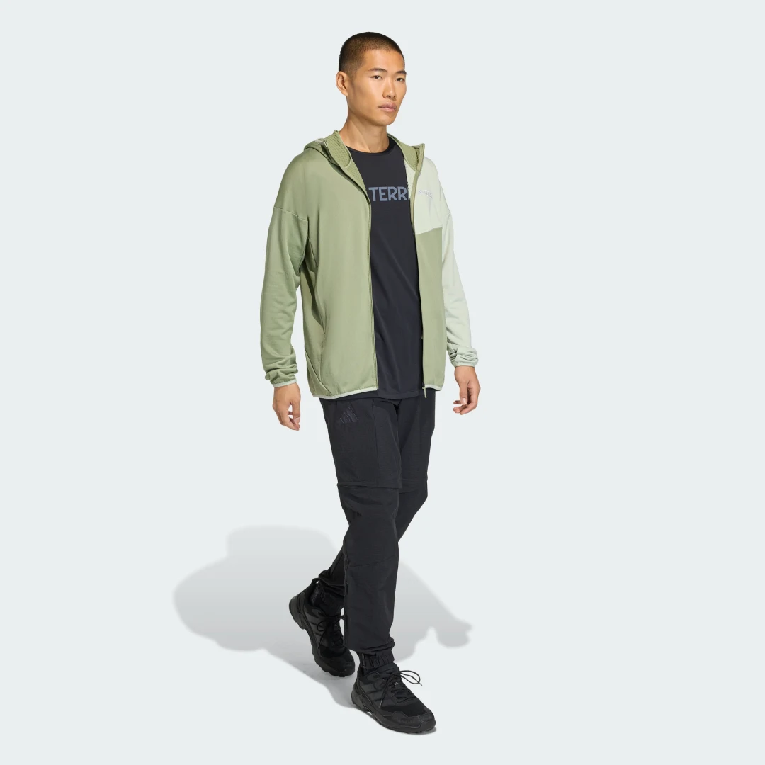 Detalle de Adidas Terrex Xperior CLIMAWARM: Chaqueta de felpa fina con capucha (verde)