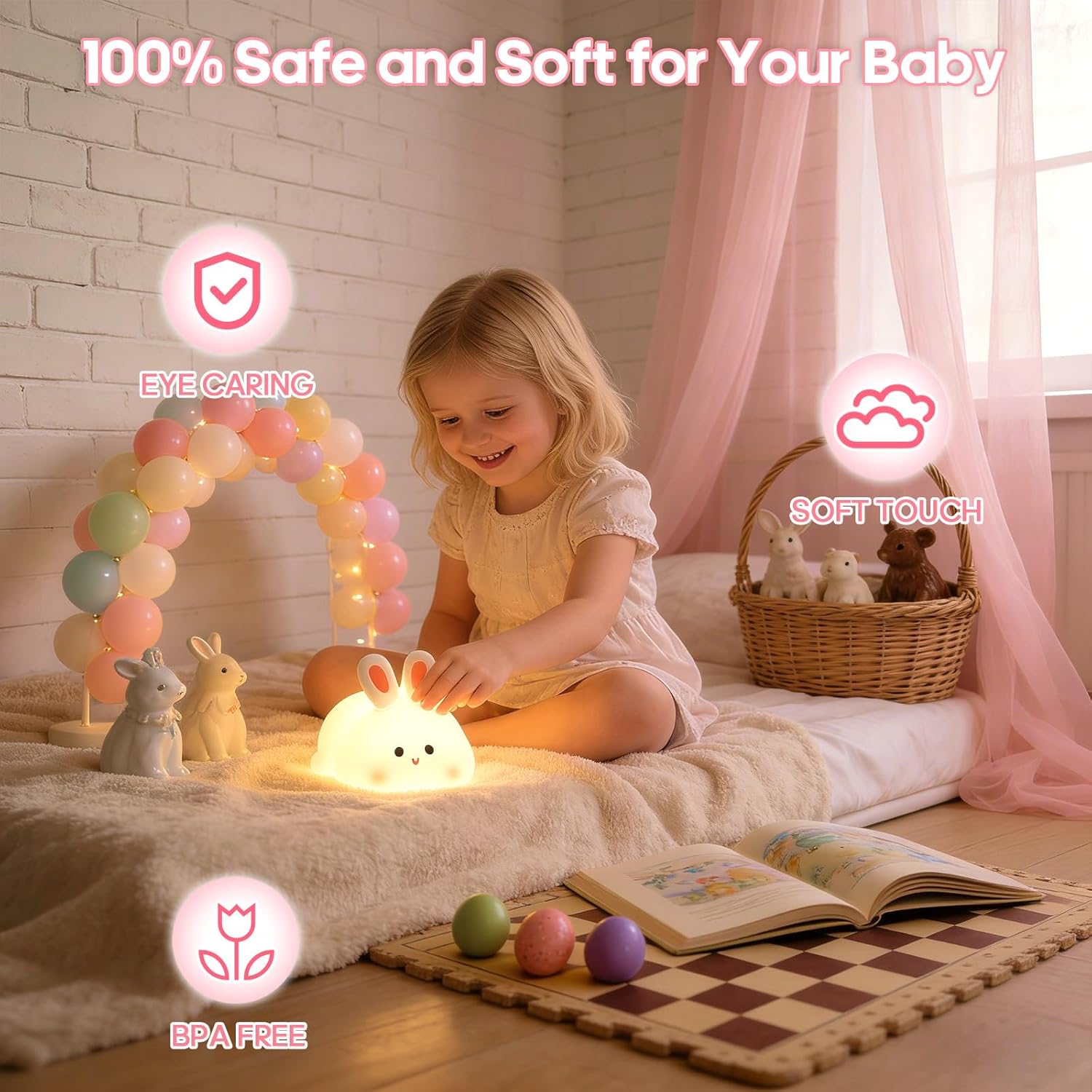 Detalle de GOODEA Baby Night Light Newborn – Silicone Kids Lamp with 30-Min Timer and Week-Long Battery