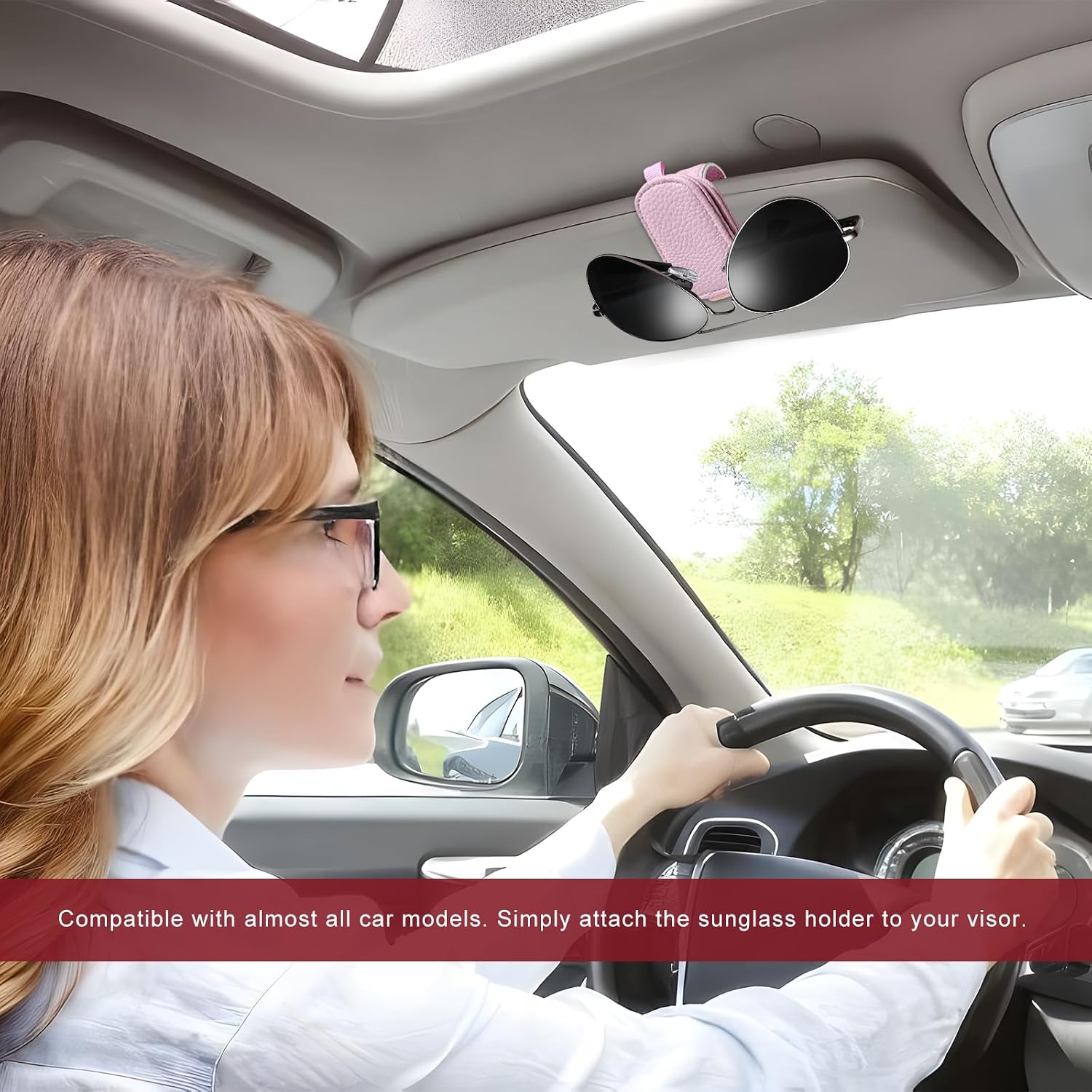 Detalle 2 de LSKASELUE Car Sunglasses Holder, Leather