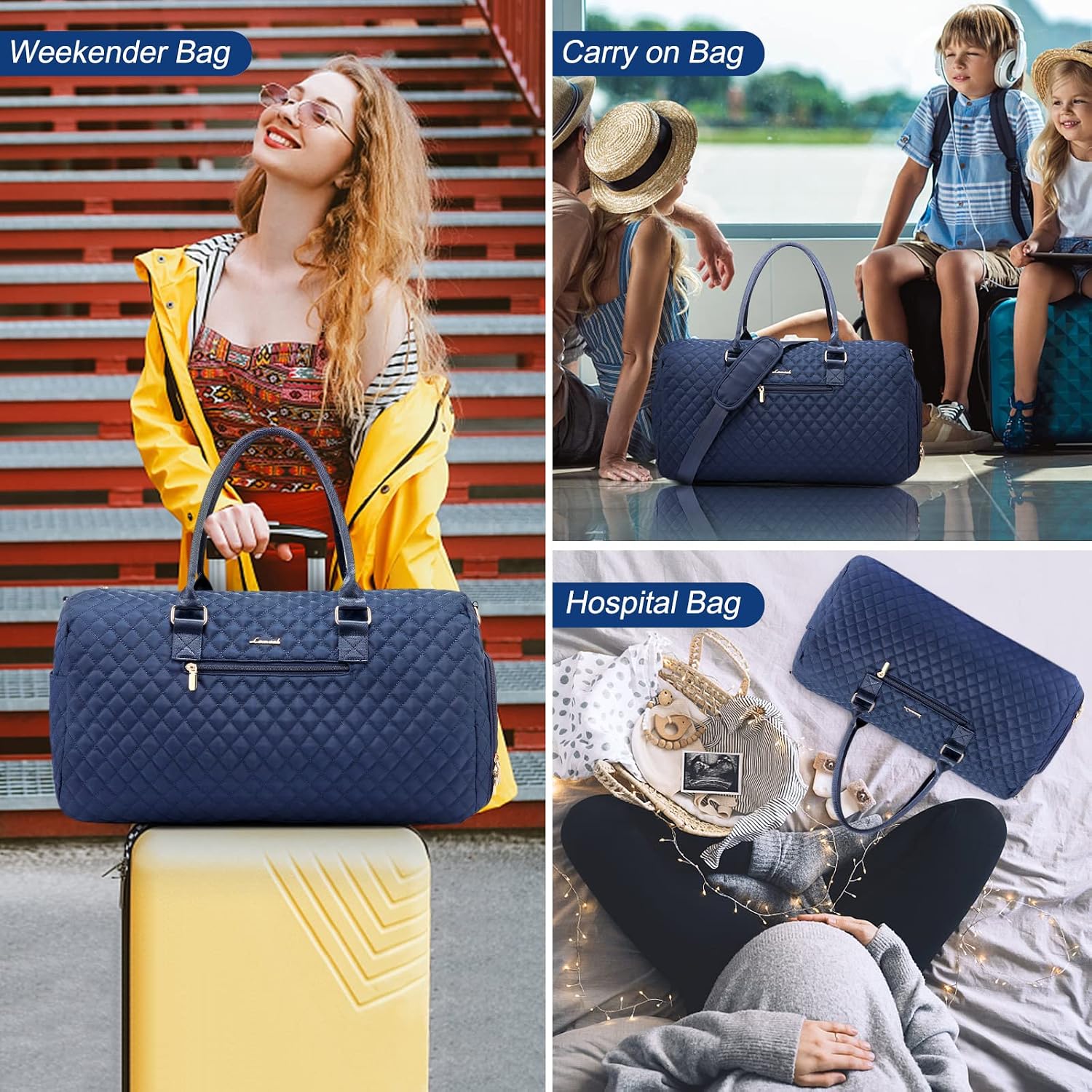 Detalle 2 de LOVEVOOK Sporttasche/ Reisetasche Damen Weekender inkl. Kulturtasche – mit Schuhfach, Nassfach & Handgepäck-Funktion
