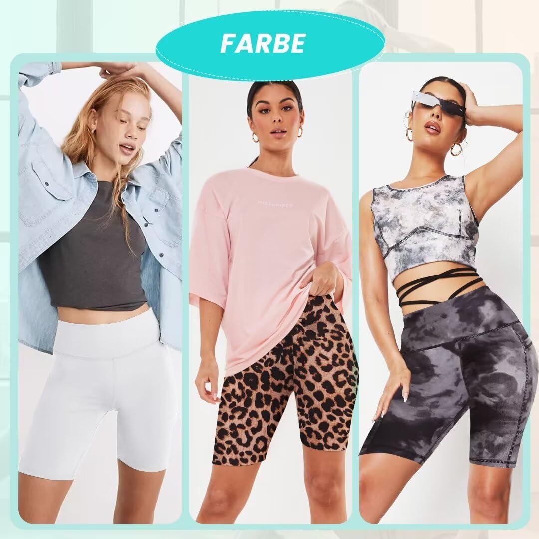 Detalle 2 de Missluck Radlerhose Damen mit Taschen – Kurze, hohe Taille für Yoga, Gym und Sommeraktivitäten