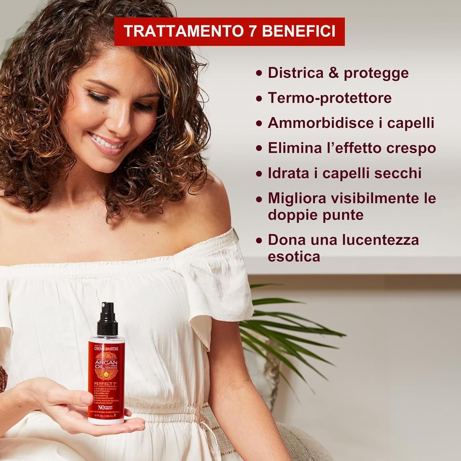 Detalle de Creme of Nature Argan Oil Perfect 7 in 1: Trattamento giornaliero senza risciacquo per capelli lucenti e protetti