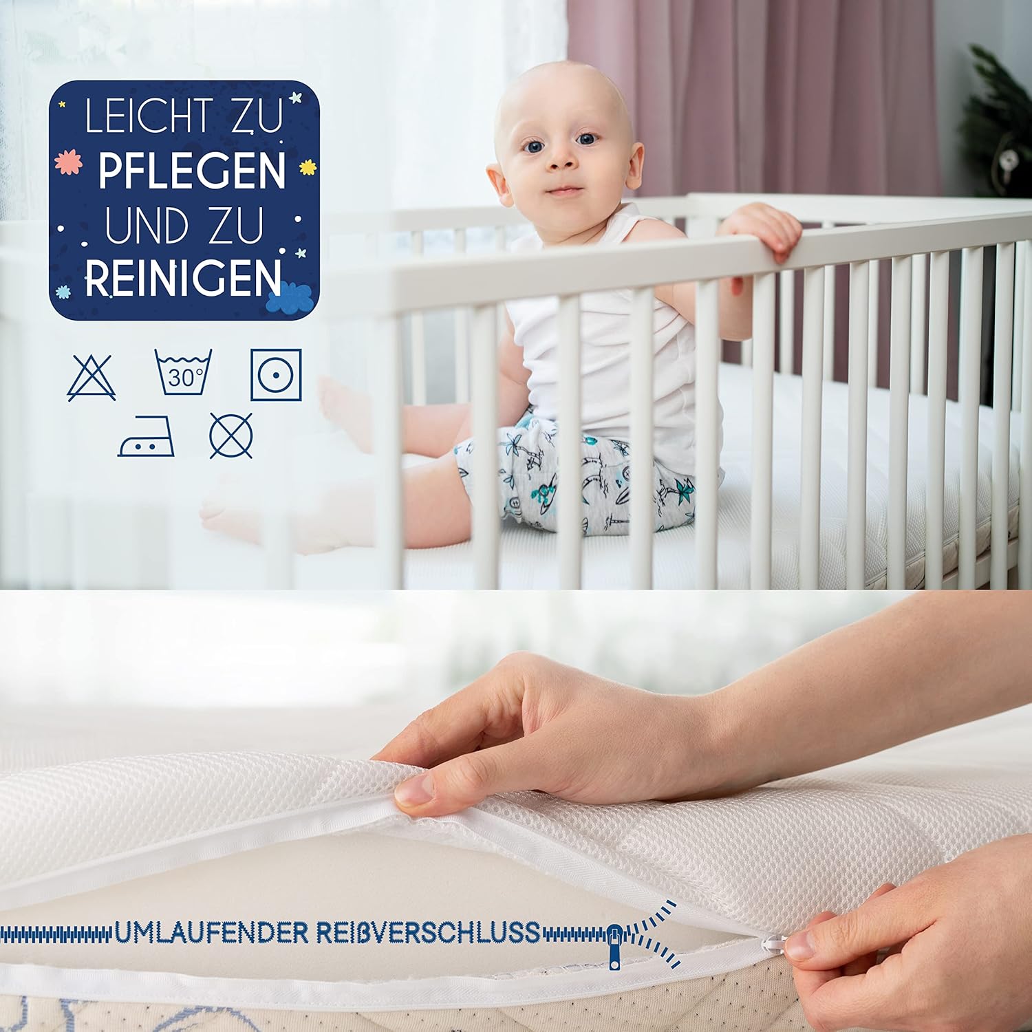 Thumbnail 4 de Sweety Fox Baby Matratze 60 x 120 cm (Oeko-TEX, EN 16890+A1, Made in EU) – 11 cm, wendbar Sommer/Winter