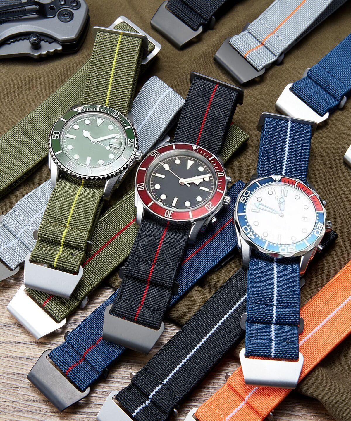 Thumbnail 3 de BINLUN Bracelet Montre Nylon Élastique Marine