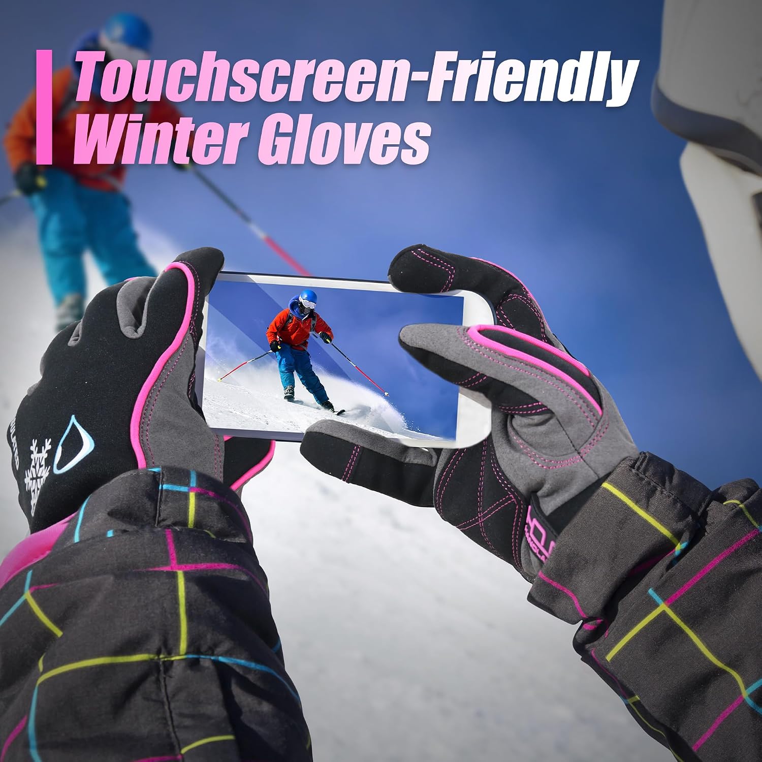 Detalle 1 de HANDLANDY Winter Work Gloves, Large Pink, 3M Thinsulate, Touchscreen Tips