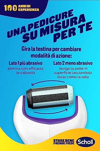 Detalle de Scholl Velvet 2in1 Leviga e Ammorbidisce: pedicure elettronico con 5 testine intercambiabili