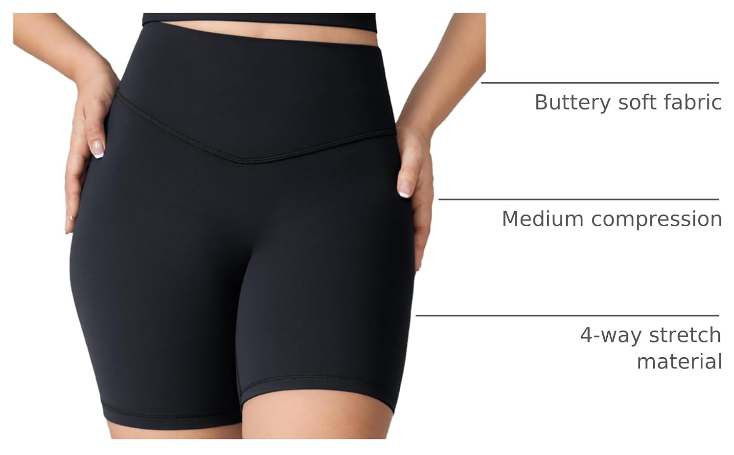 Detalle de UNISSU Hugcurve No Front Seam High Waisted Workout Biker Shorts — 6 Inch Tummy Control