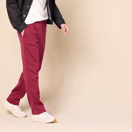 Detalle 1 de Amazon Essentials pantalones deportivos de forro polar, bajo abierto, rojo oscuro, XXL