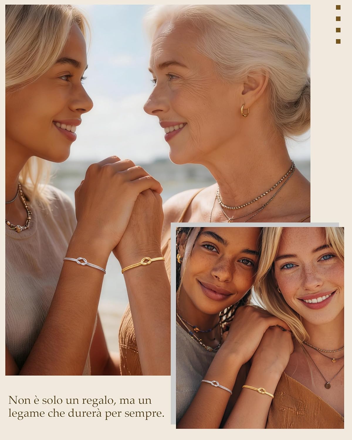 Detalle de J.Fée 2PCS Bracciale Amicizia Maestra – Bracciali in Argento 925 con Nodo e Regalo Coordinato